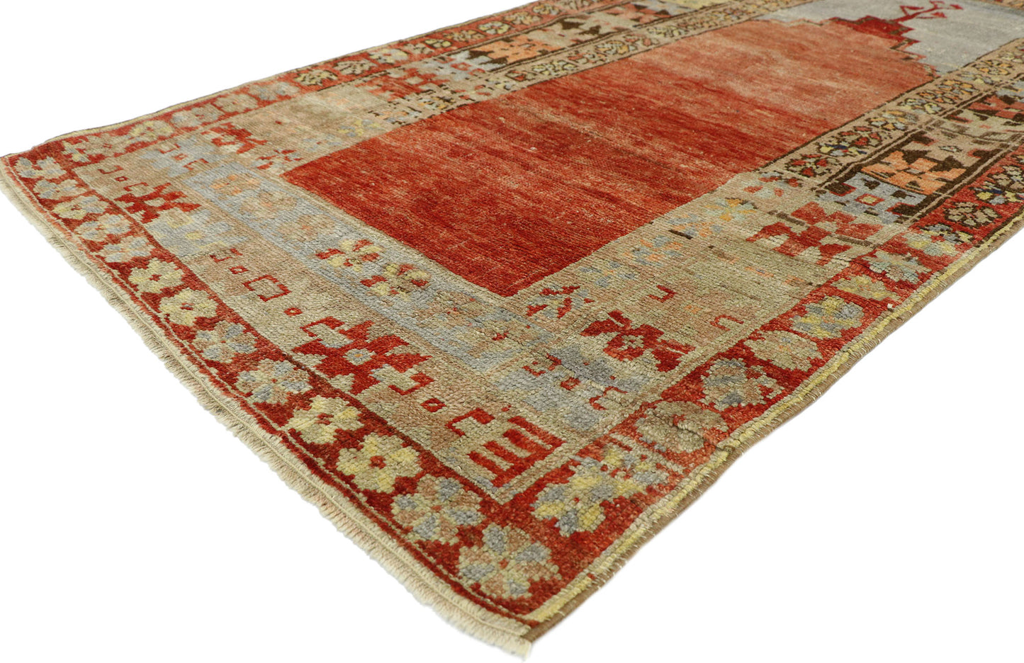 3 x 6 Vintage Turkish Oushak Prayer Rug 52748