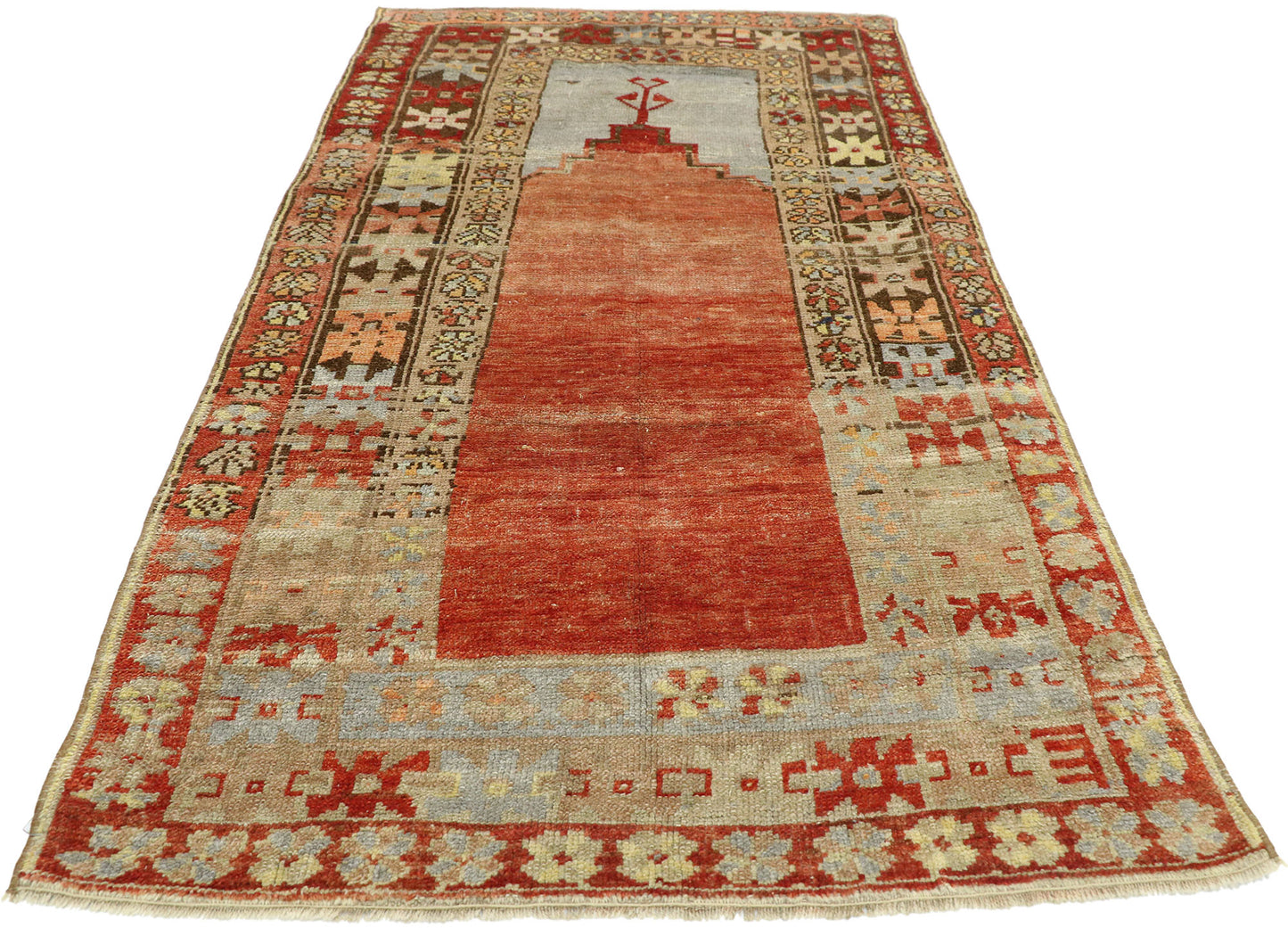 3 x 6 Vintage Turkish Oushak Prayer Rug 52748