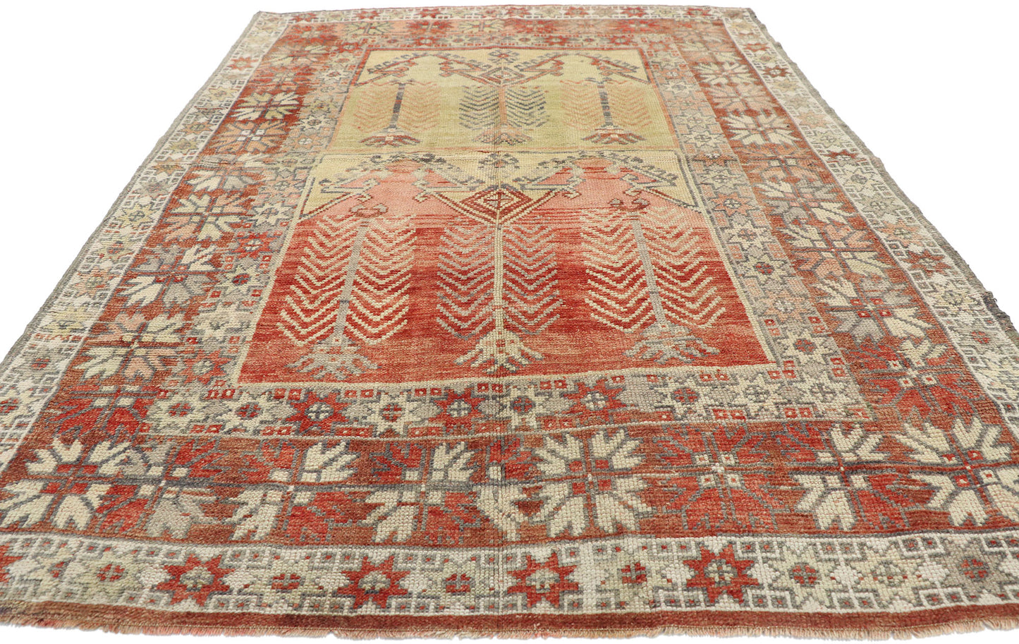5 x 7 Vintage Turkish Oushak Prayer Rug 52755