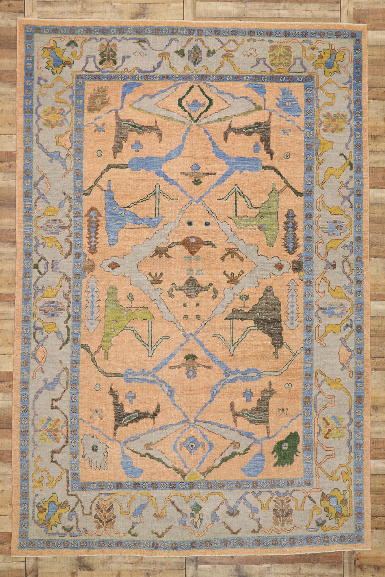 9 x 14 Colorful Turkish Oushak Rug 52786