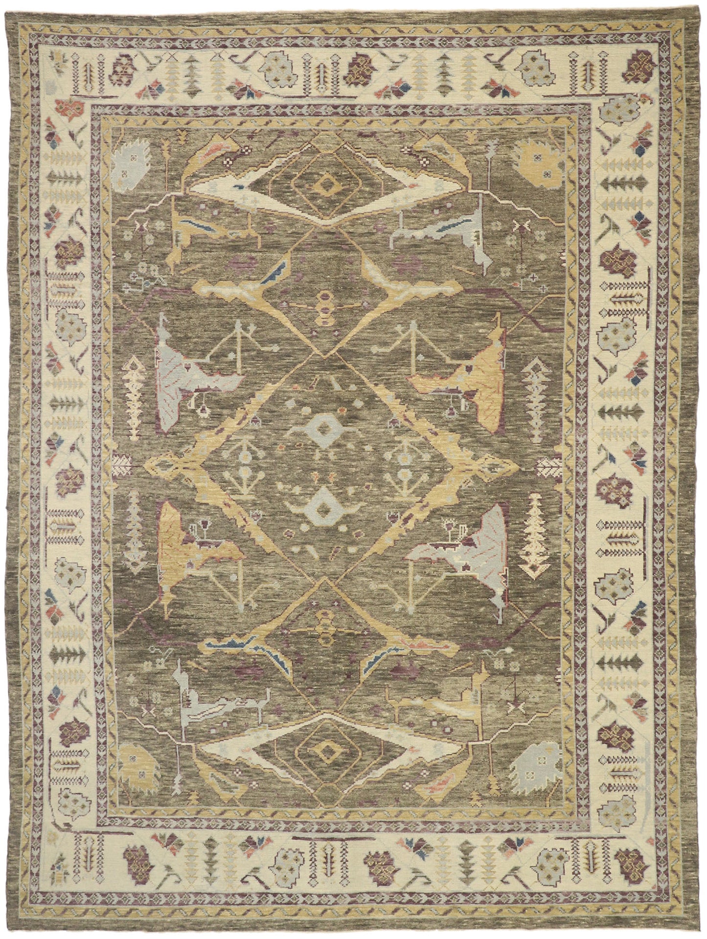 10 x 13 Earth-Tone Turkish Oushak Rug 52791
