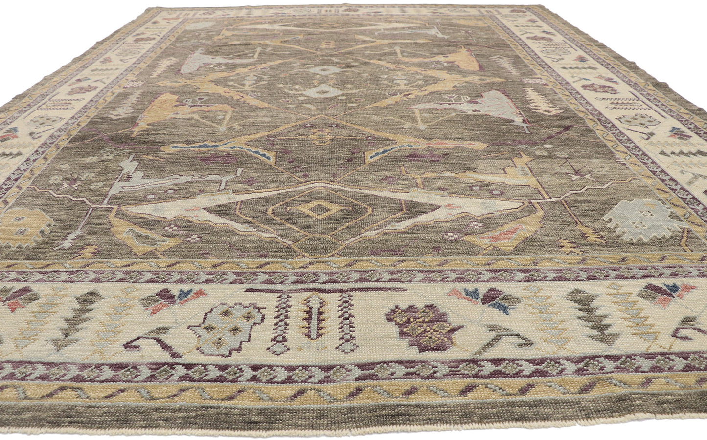 10 x 13 Earth-Tone Turkish Oushak Rug 52791