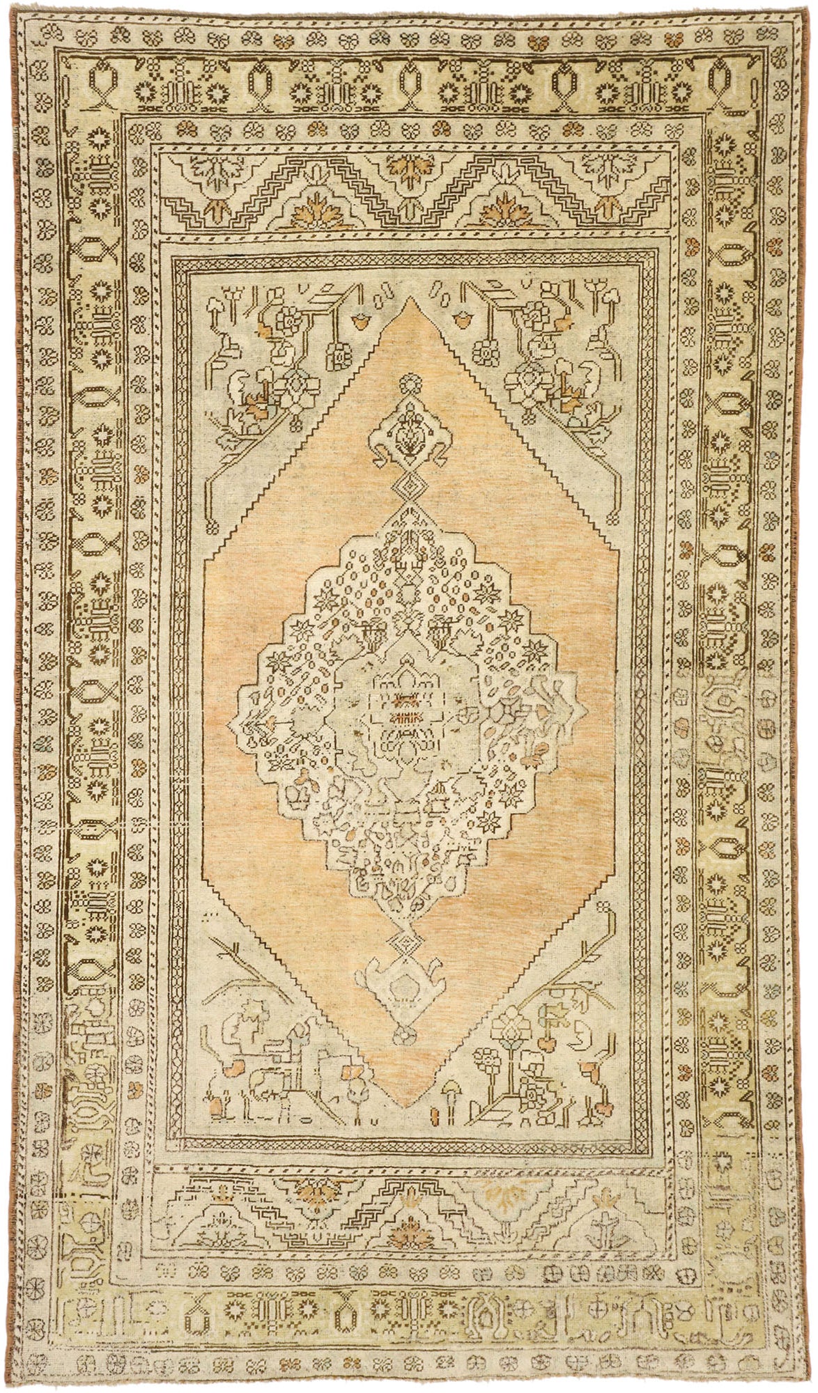 6 x 11 Vintage Turkish Oushak Rug 52806