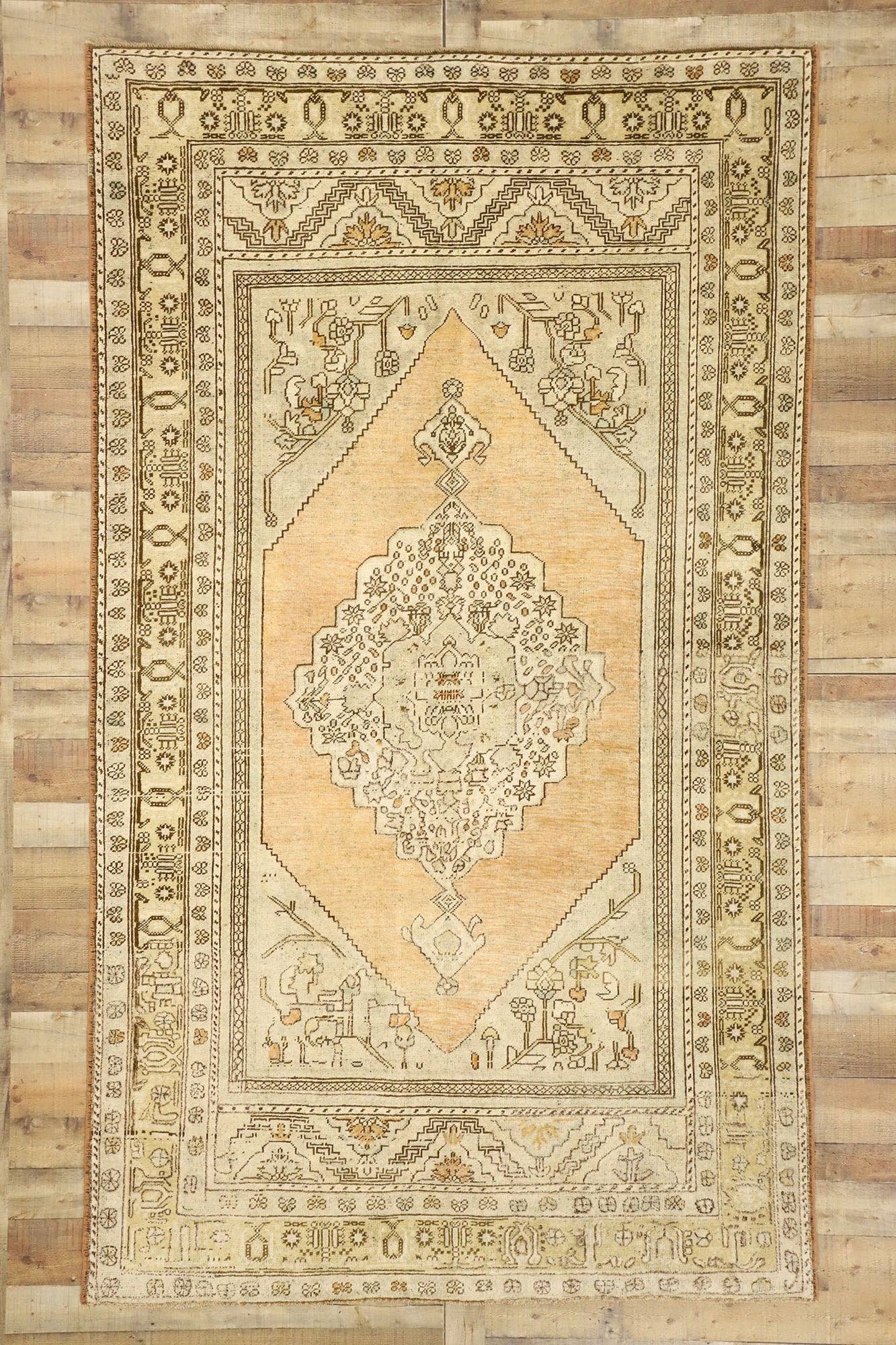 6 x 11 Vintage Turkish Oushak Rug 52806