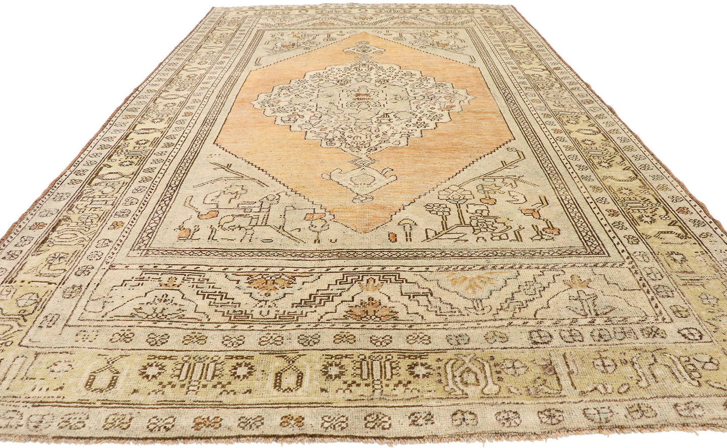6 x 11 Vintage Turkish Oushak Rug 52806
