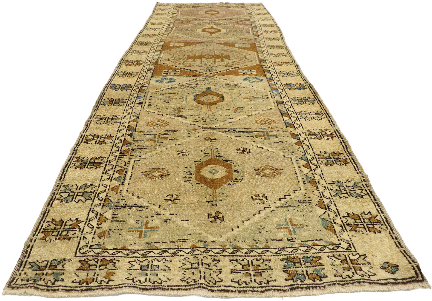 4 x 12 Vintage Turkish Oushak Runner 52852