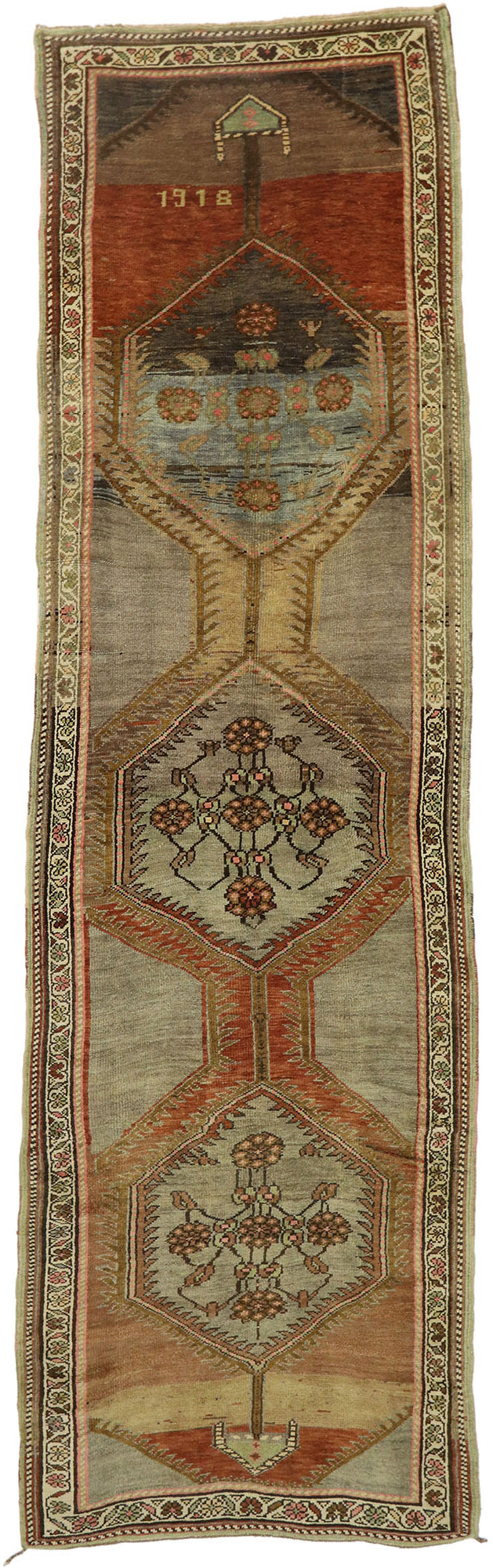 5 x 17 Antique Turkish Oushak Rug 52856