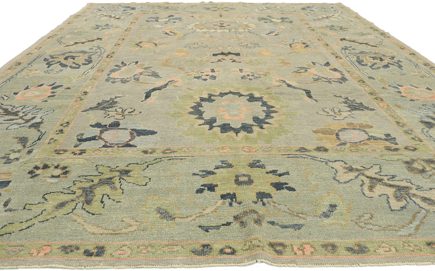9 x 13 Pastel Turkish Oushak Rug 52913