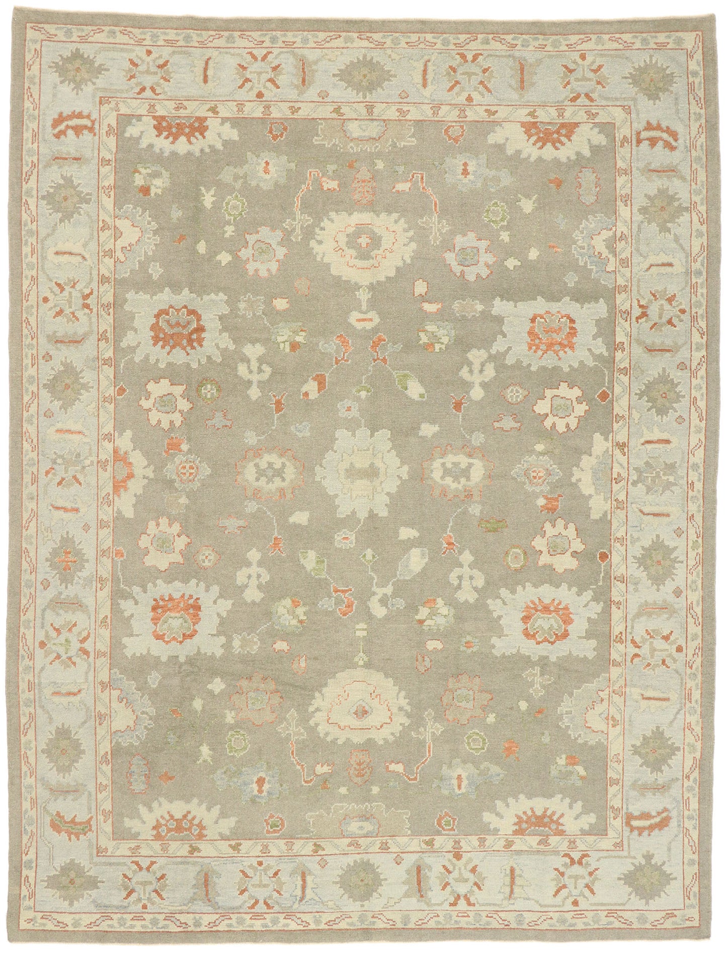 9 x 12 Earth-Tone Turkish Oushak Rug 52940