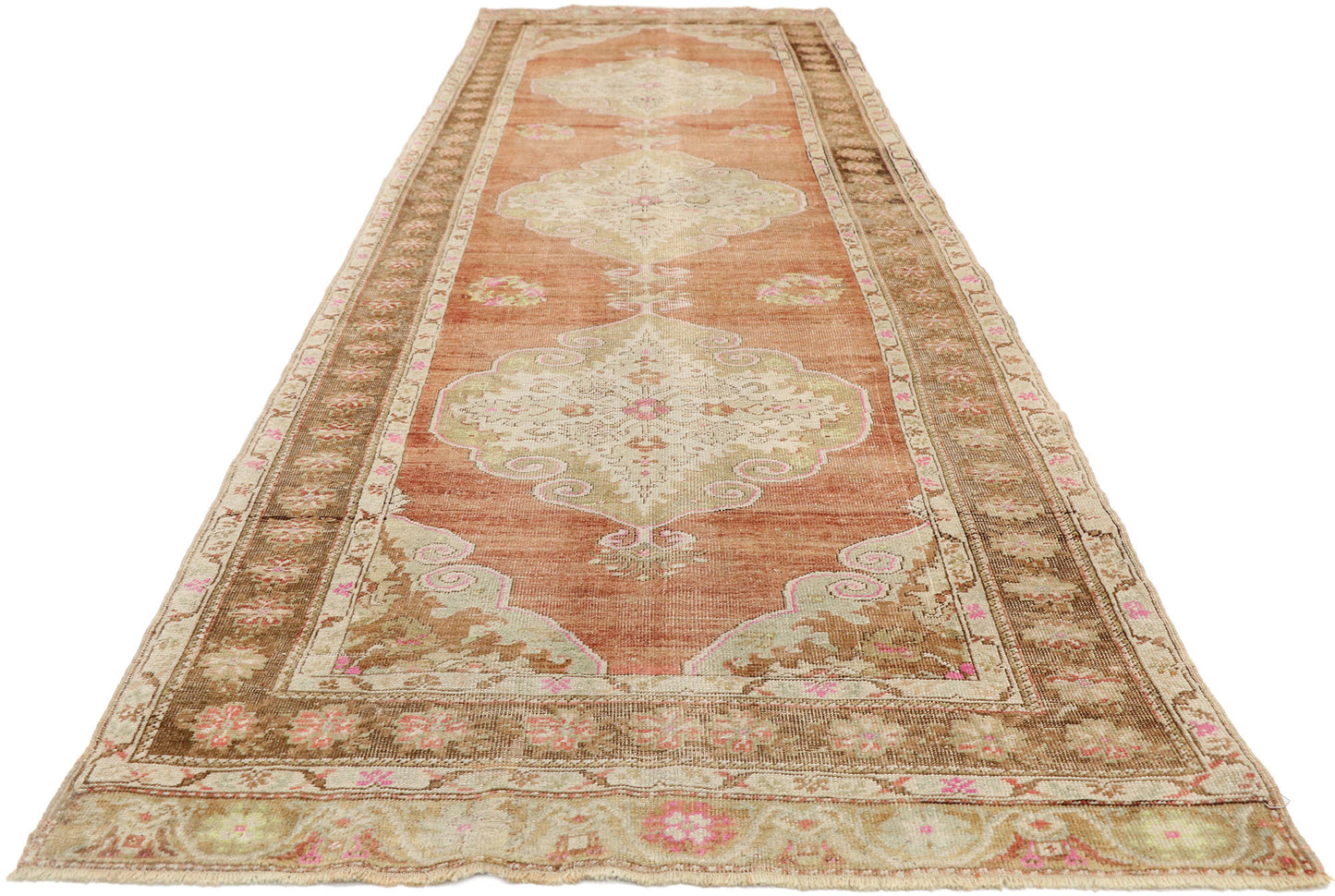 4 x 11 Vintage Turkish Oushak Runner 52979
