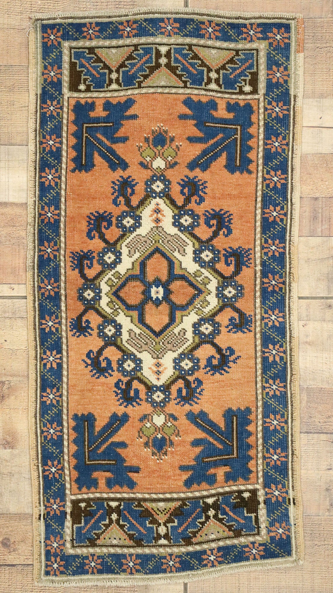 2 x 4 Vintage Turkish Oushak Yastik Rug 53006
