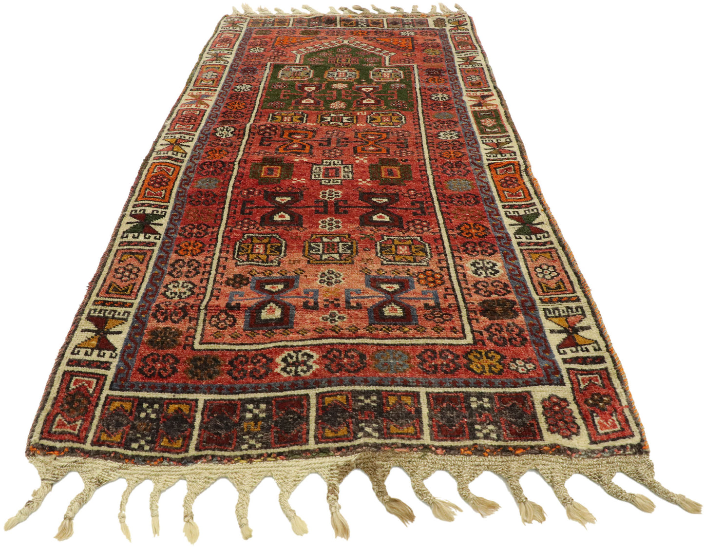 2 x 5 Vintage Turkish Oushak Prayer Rug 53038