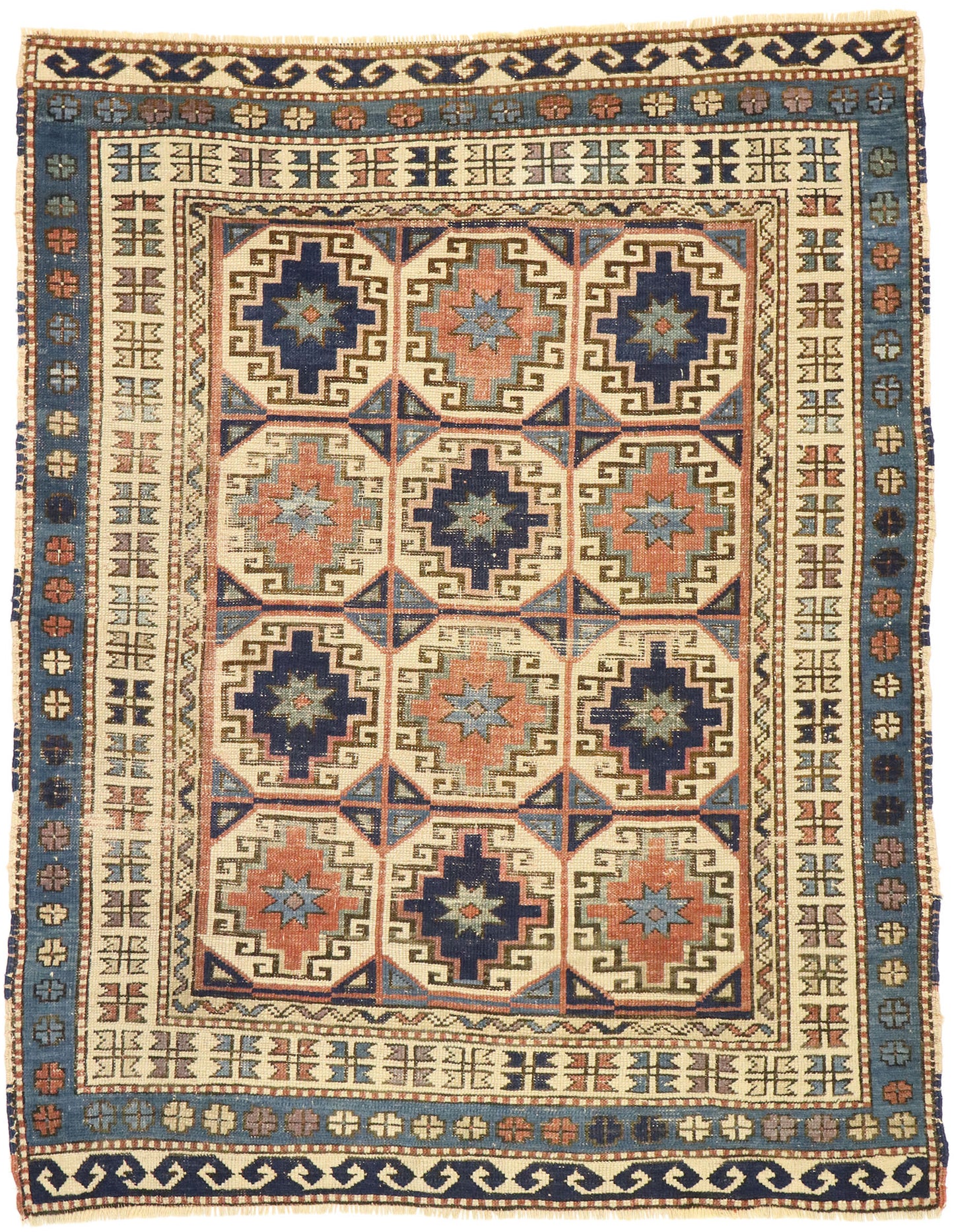 4 x 5 Antique Caucasian Kazak Rug 53039