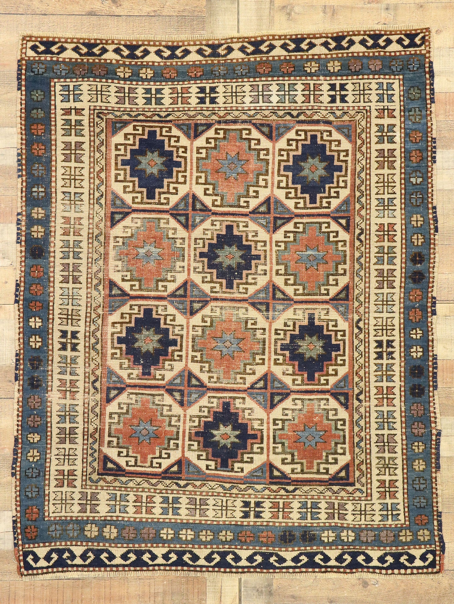 4 x 5 Antique Caucasian Kazak Rug 53039
