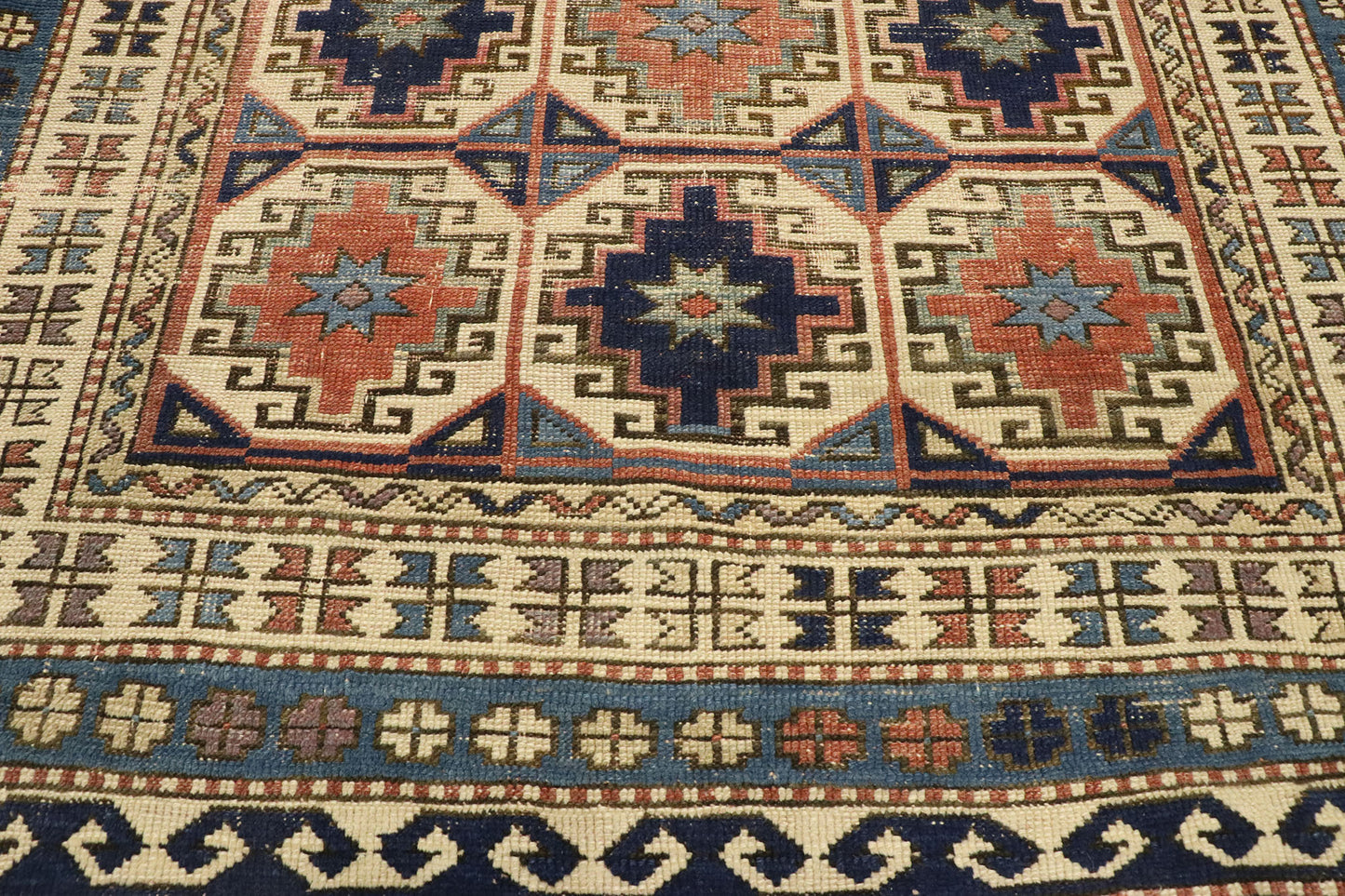 4 x 5 Antique Caucasian Kazak Rug 53039