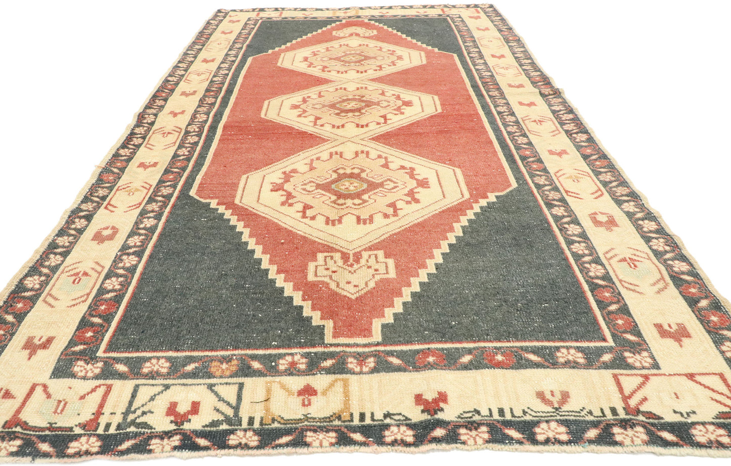 4 x 7 Vintage Turkish Oushak Rug 53043