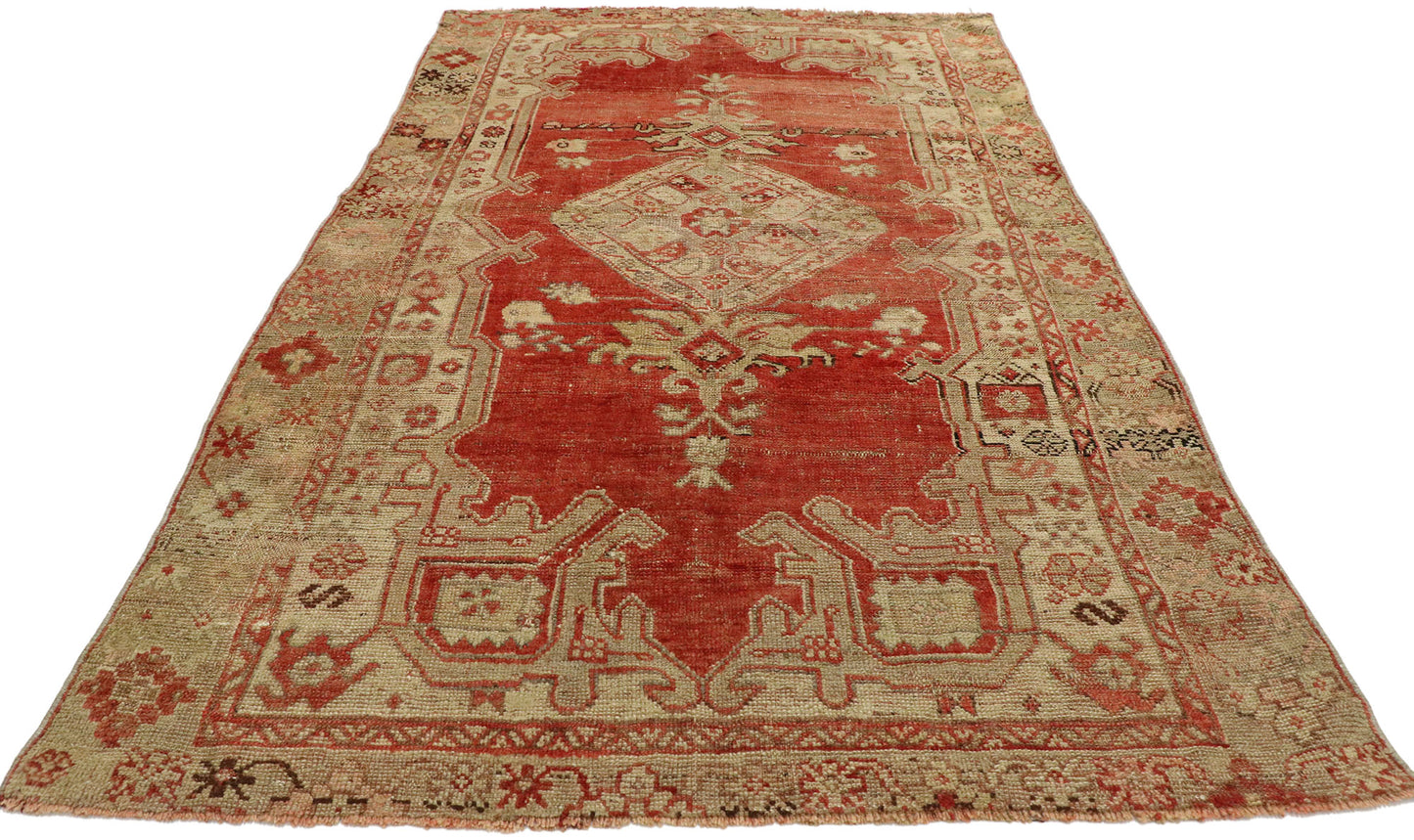 4 x 6 Vintage Turkish Oushak Rug 53052