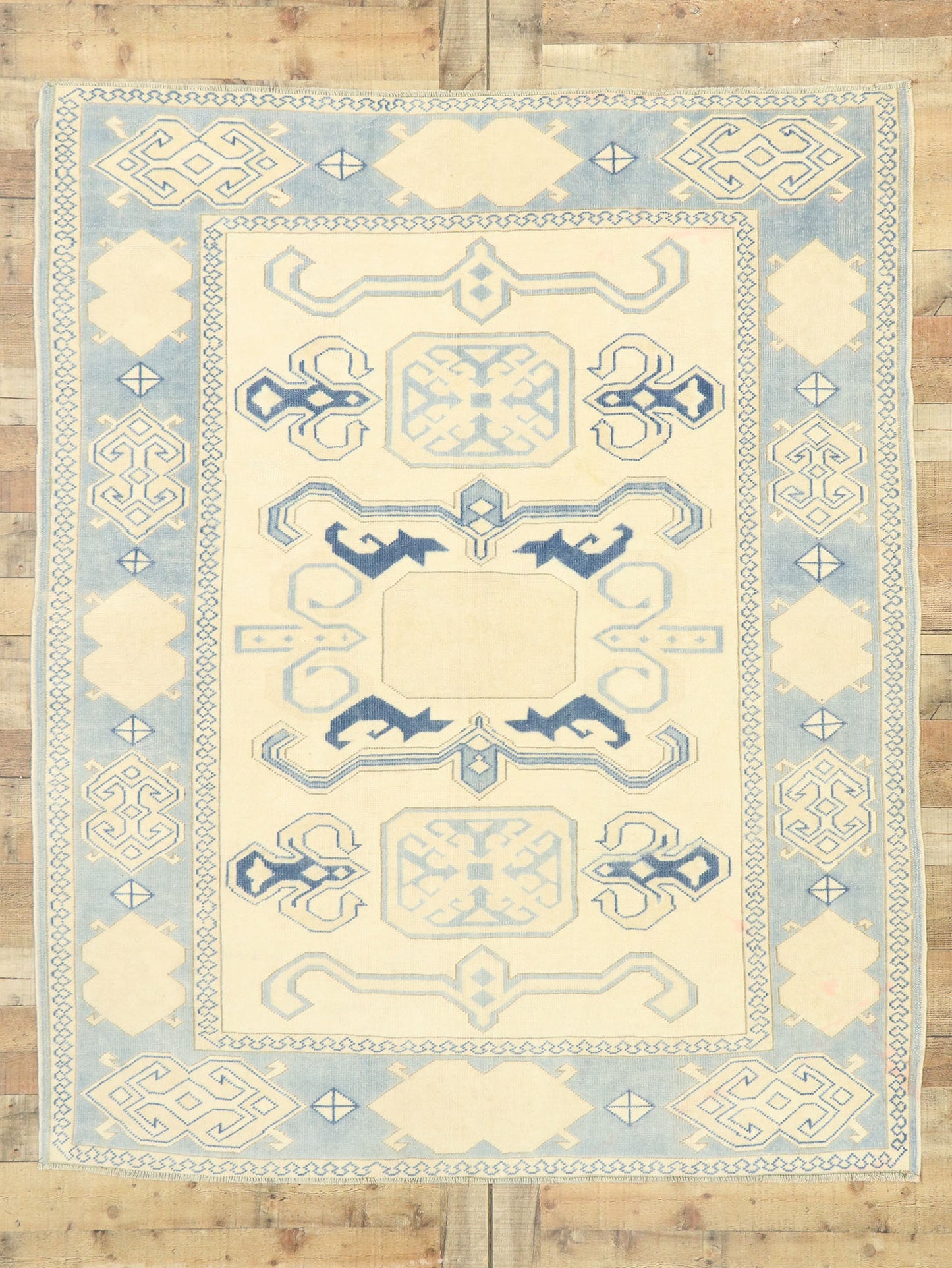 6 x 7 Vintage Turkish Oushak Rug 53053