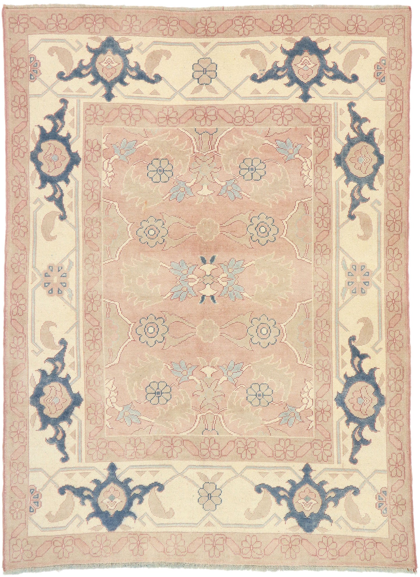6 x 8 Vintage Turkish Oushak Rug 53055