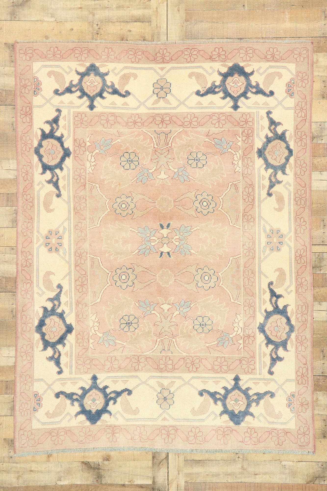 6 x 8 Vintage Turkish Oushak Rug 53055