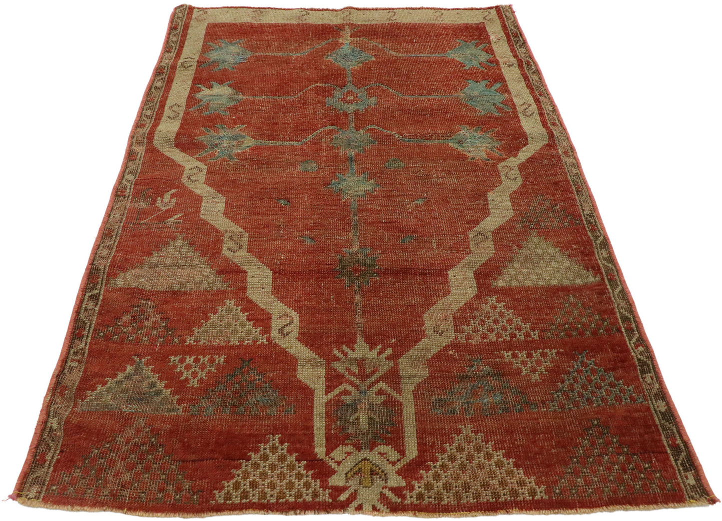 3 x 4 Vintage Turkish Oushak Prayer Rug 53076