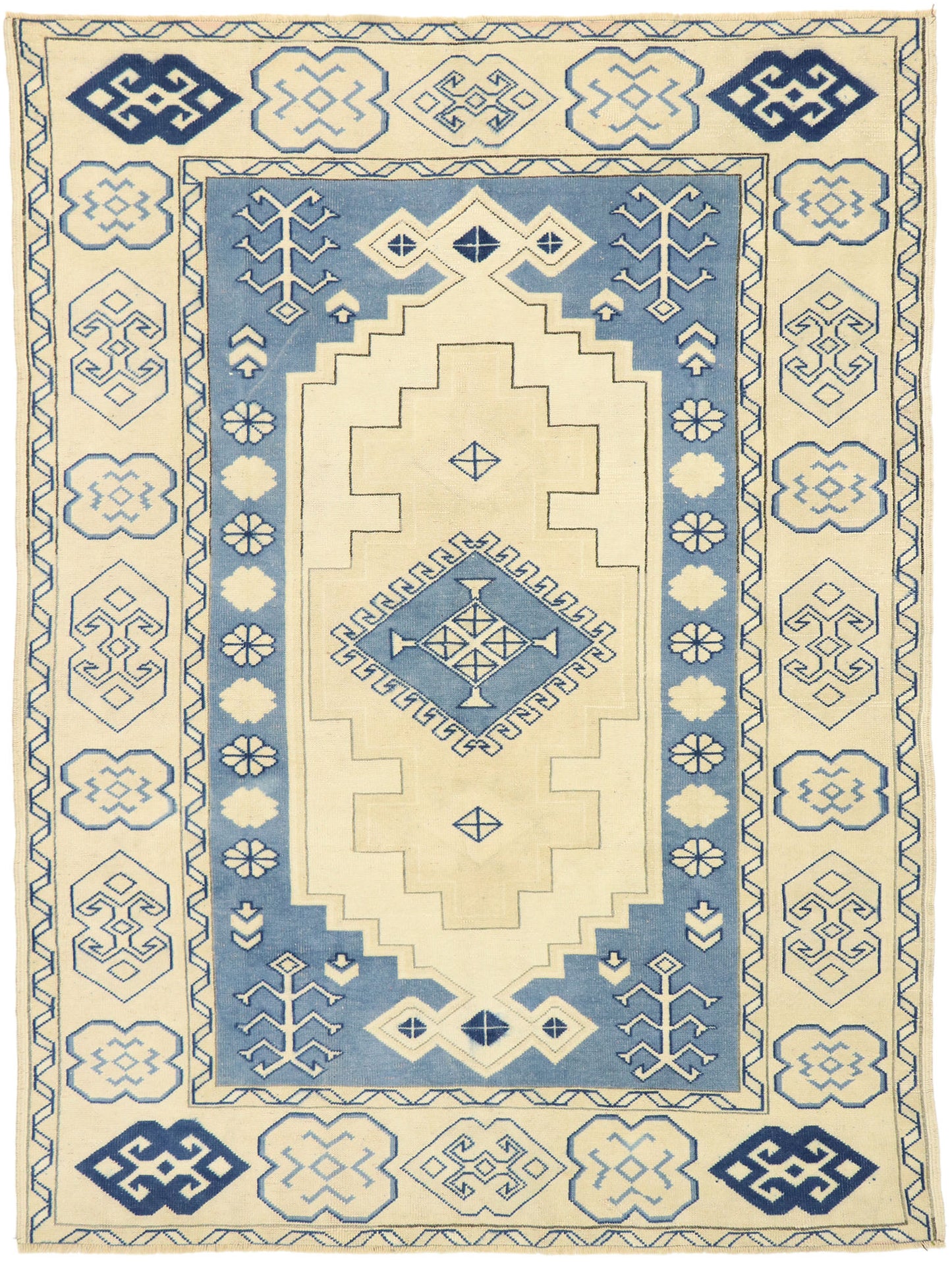 6 x 7 Vintage Turkish Oushak Rug 53078