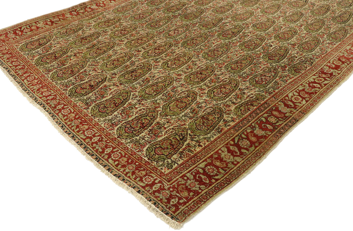 4 x 6 Vintage Persian Boteh Senneh Rug 53088