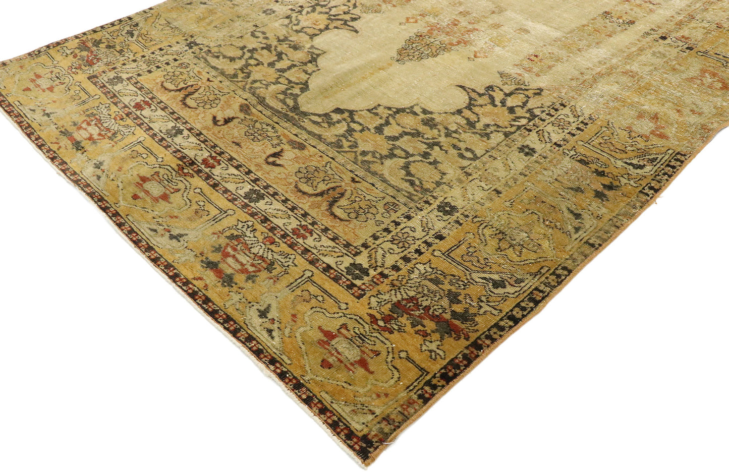 4 x 6 Vintage Turkish Oushak Prayer Rug 53104