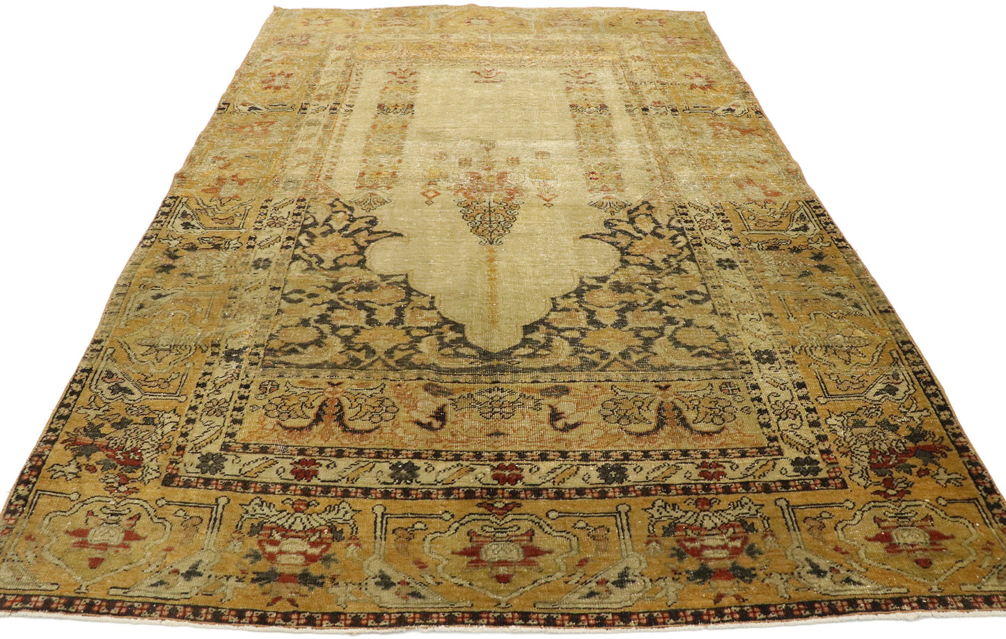 4 x 6 Vintage Turkish Oushak Prayer Rug 53104