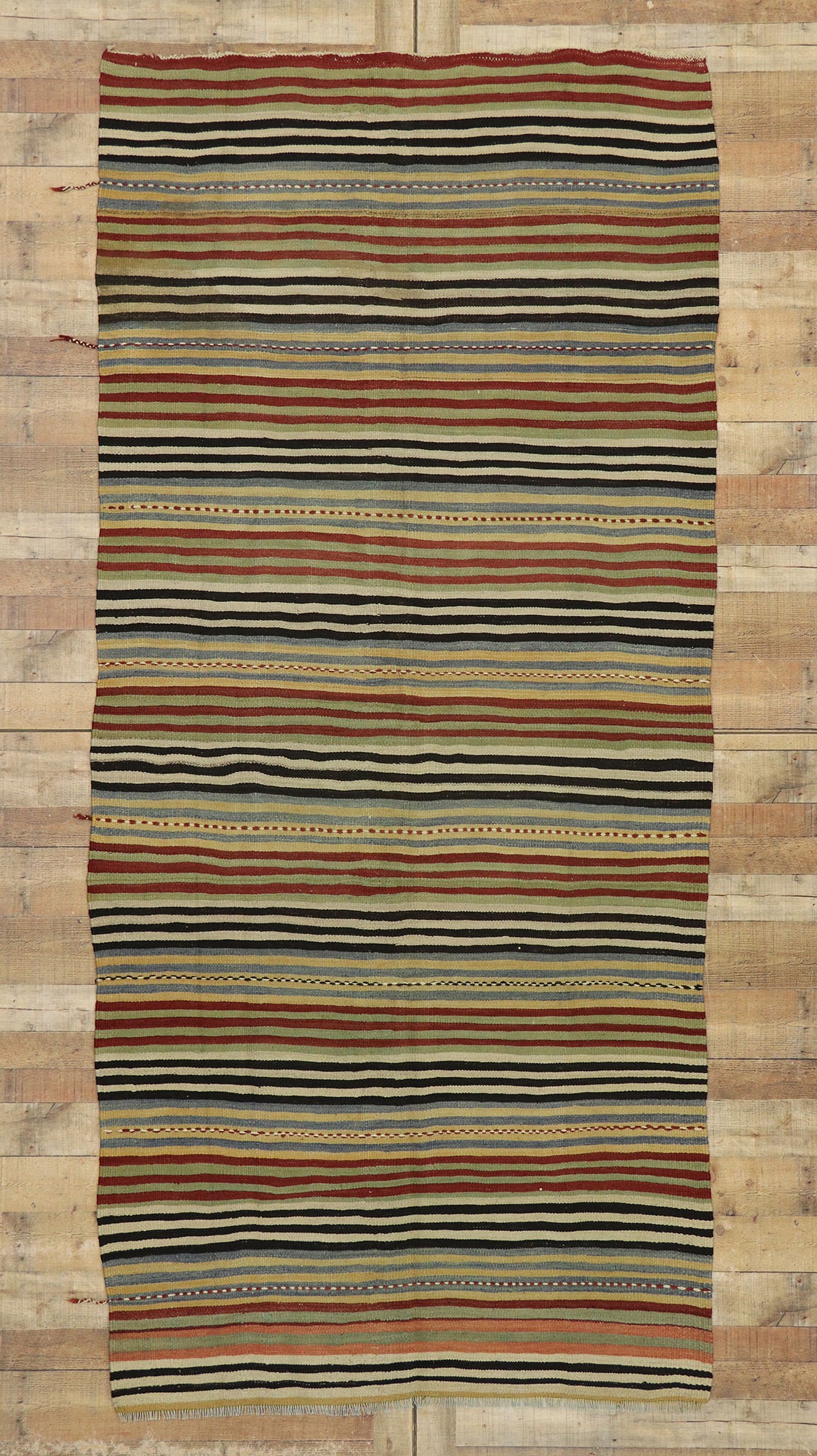 5 x 10 Vintage Turkish Kilim Runner 53137