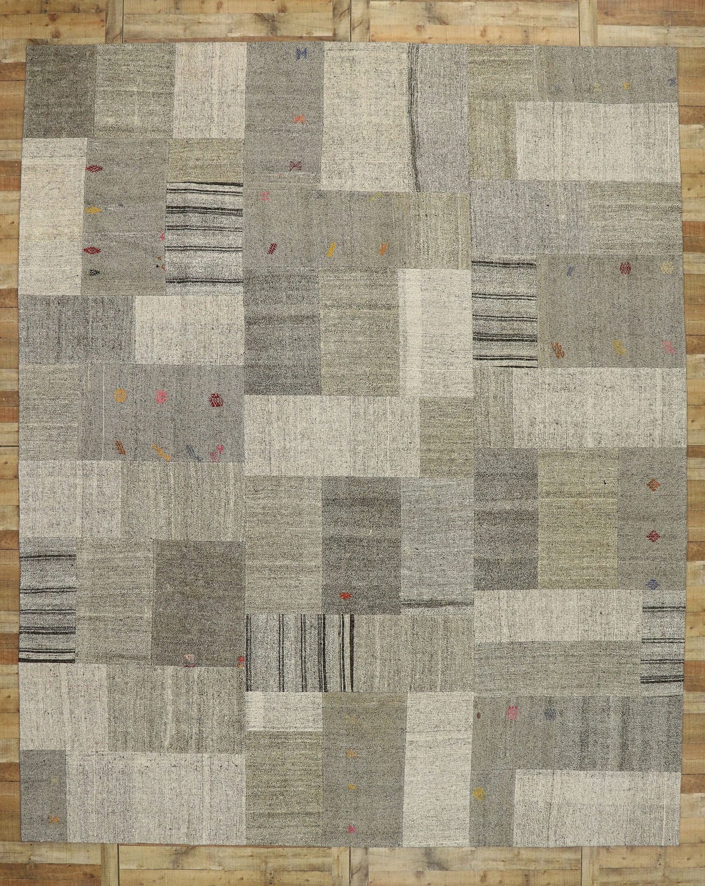 11 x 14 Vintage Turkish Patchwork Kilim Rug 53167
