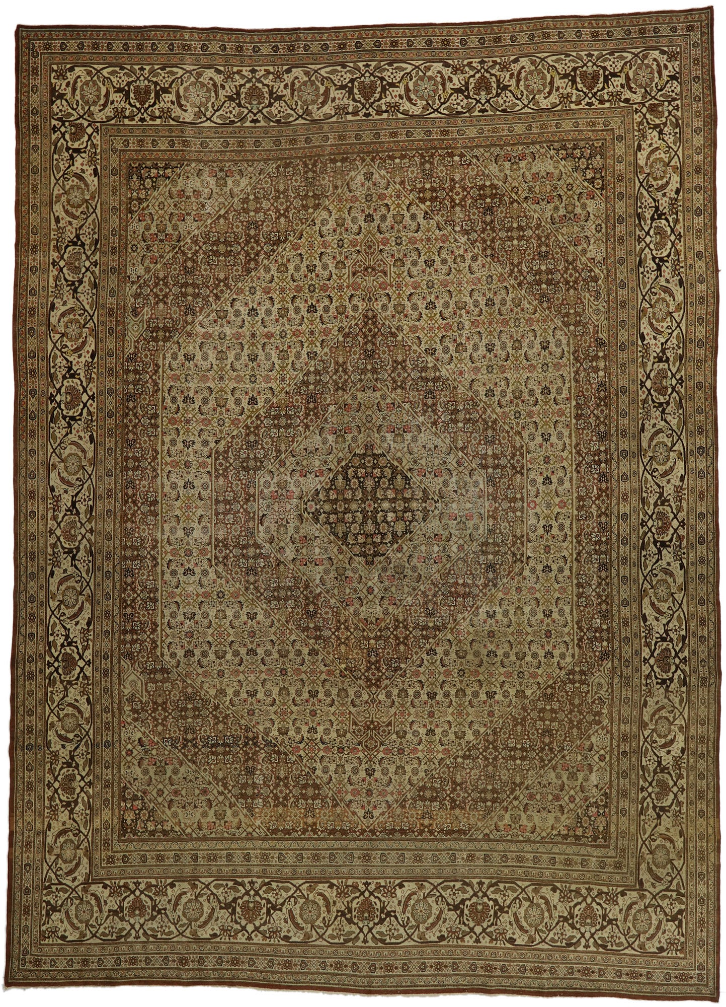 13 x 18 Antique Persian Tabriz Rug 53173