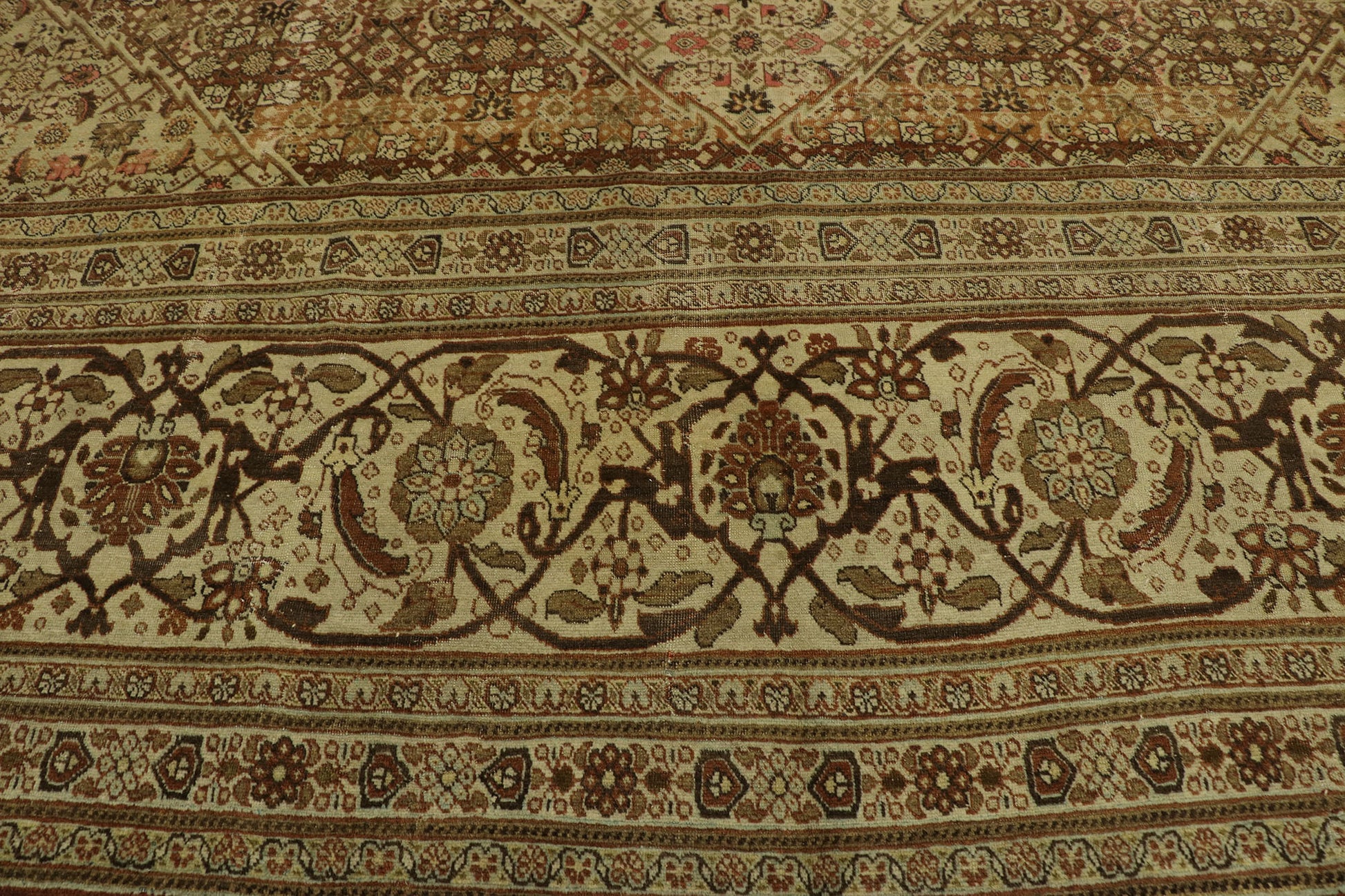 13 x 18 Antique Persian Tabriz Rug 53173