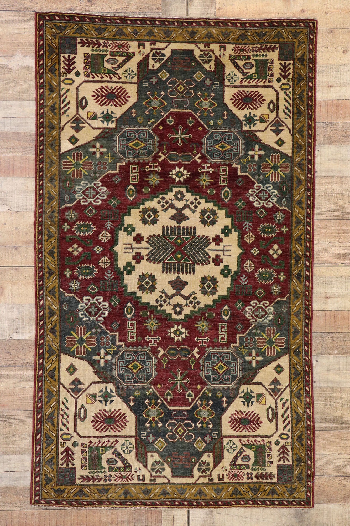 3 x 6 Vintage Turkish Oushak Rug 53177