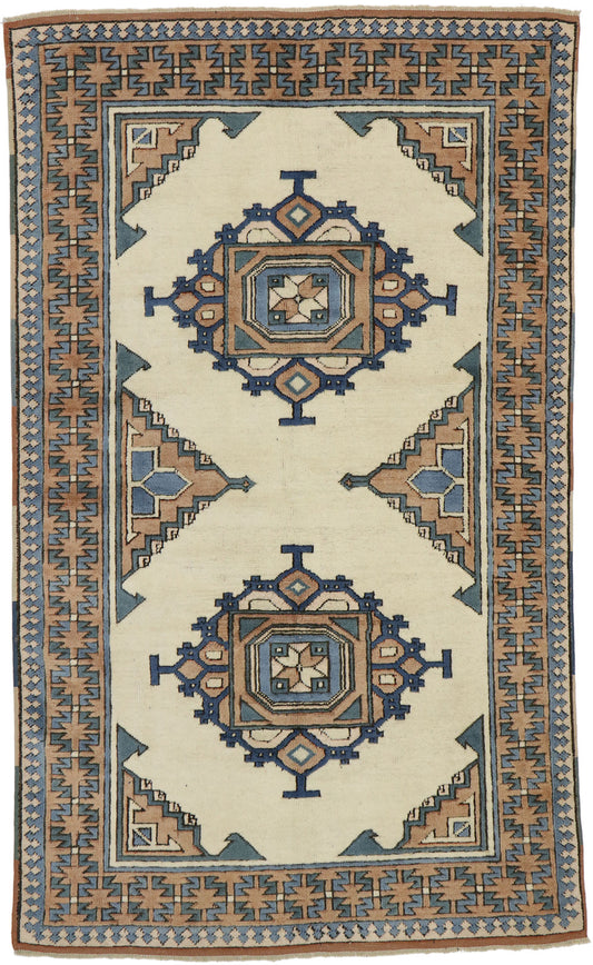 4 x 6 Vintage Turkish Oushak Rug 53186