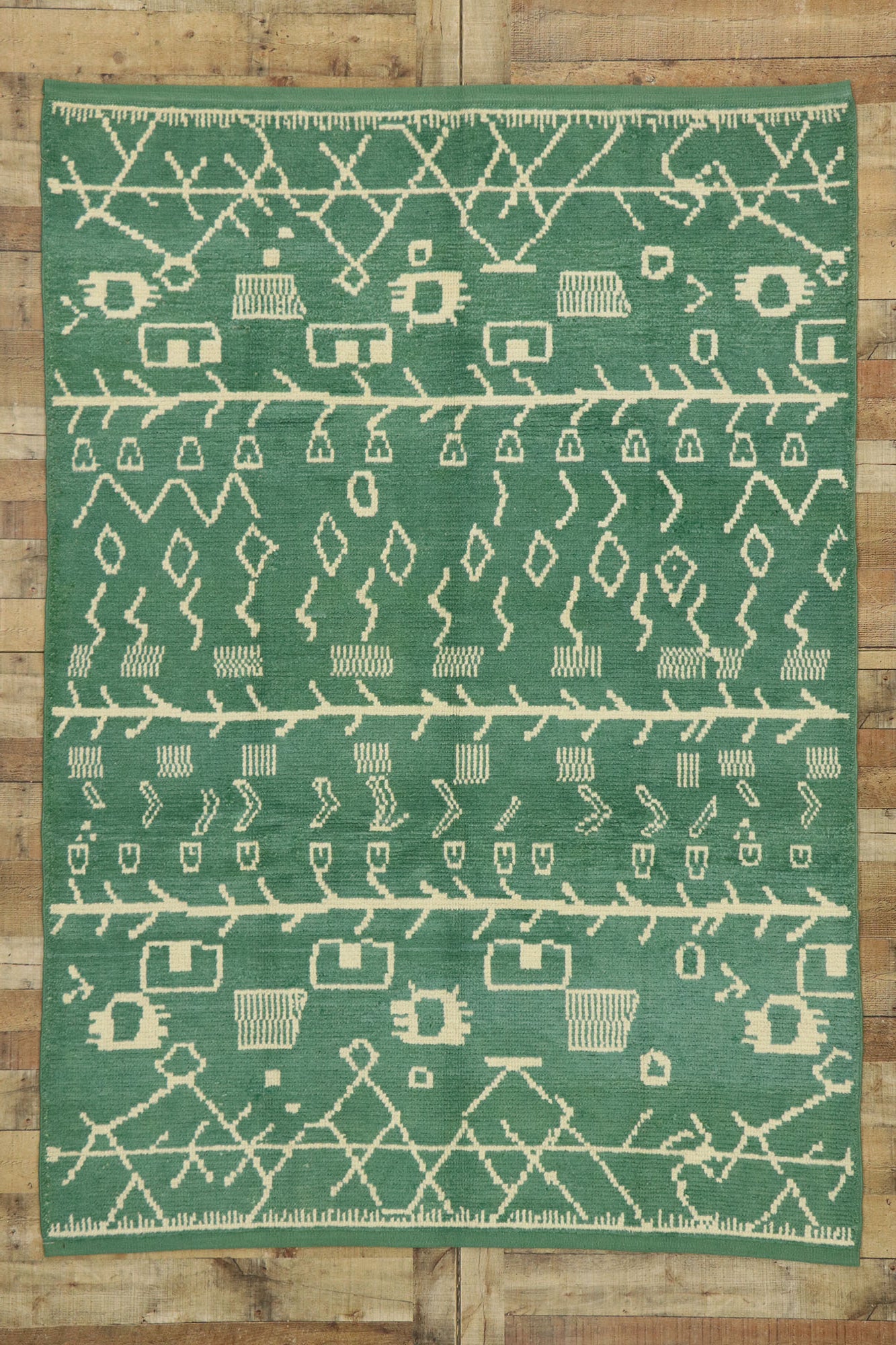 6 x 8 Contemporary Green Moroccan Rug 53193