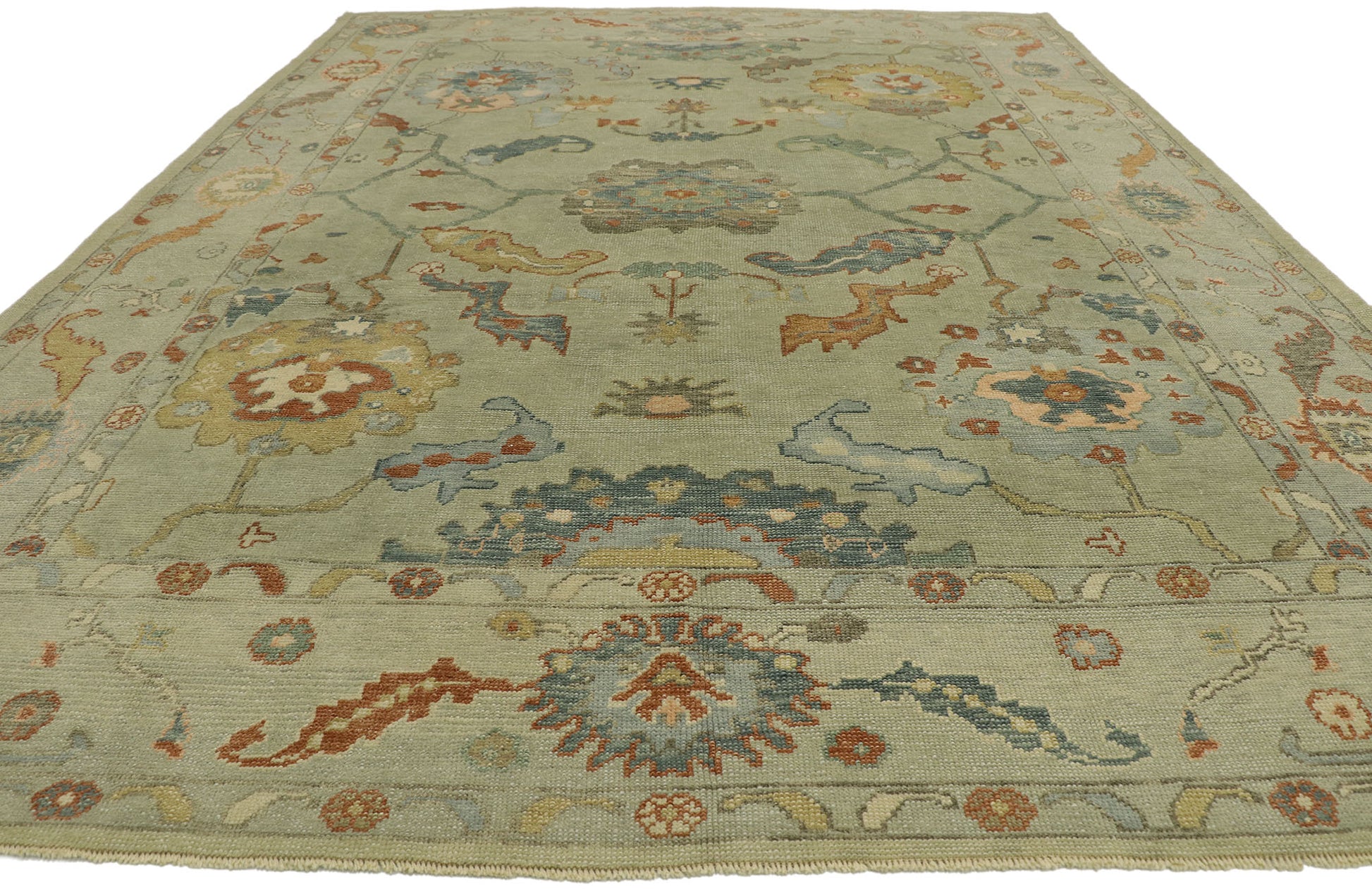 9 x 13 Colorful Turkish Oushak Rug 53195