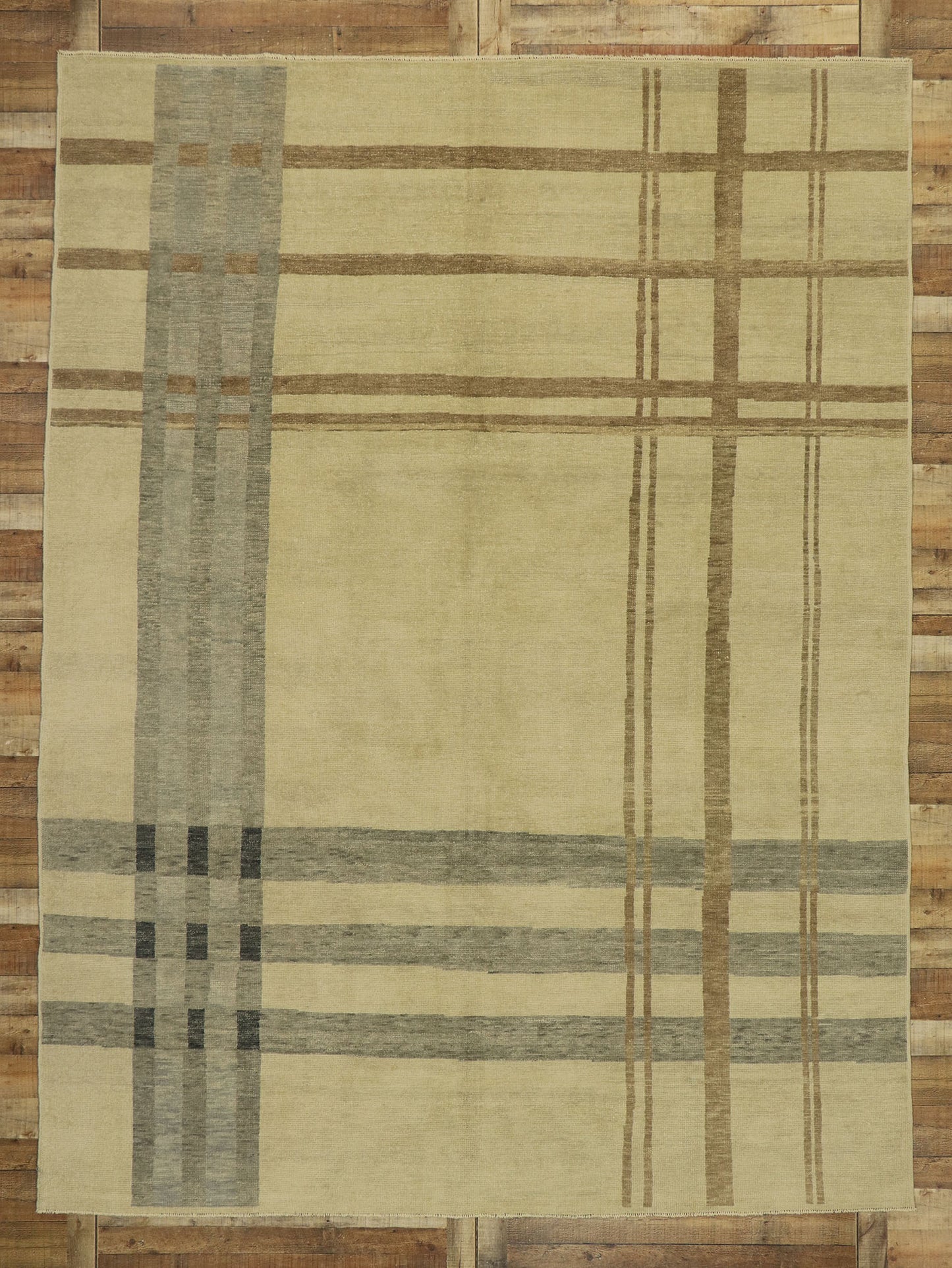 9 x 12 Neutral Plaid Tartan Rug 53198