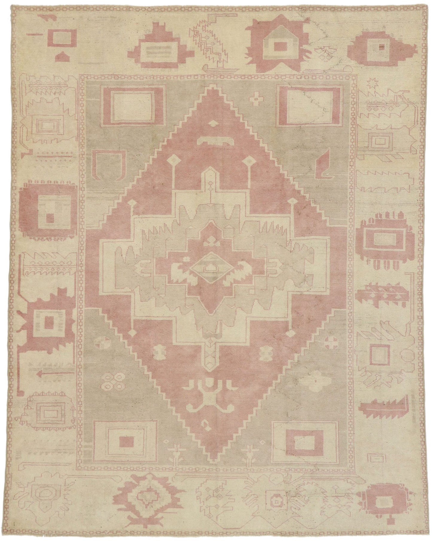 7 x 9 Vintage Turkish Oushak Rug 53229