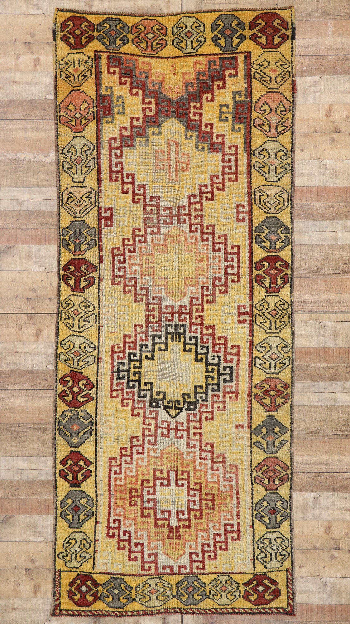 4 x 10 Vintage Turkish Oushak Runner 53258