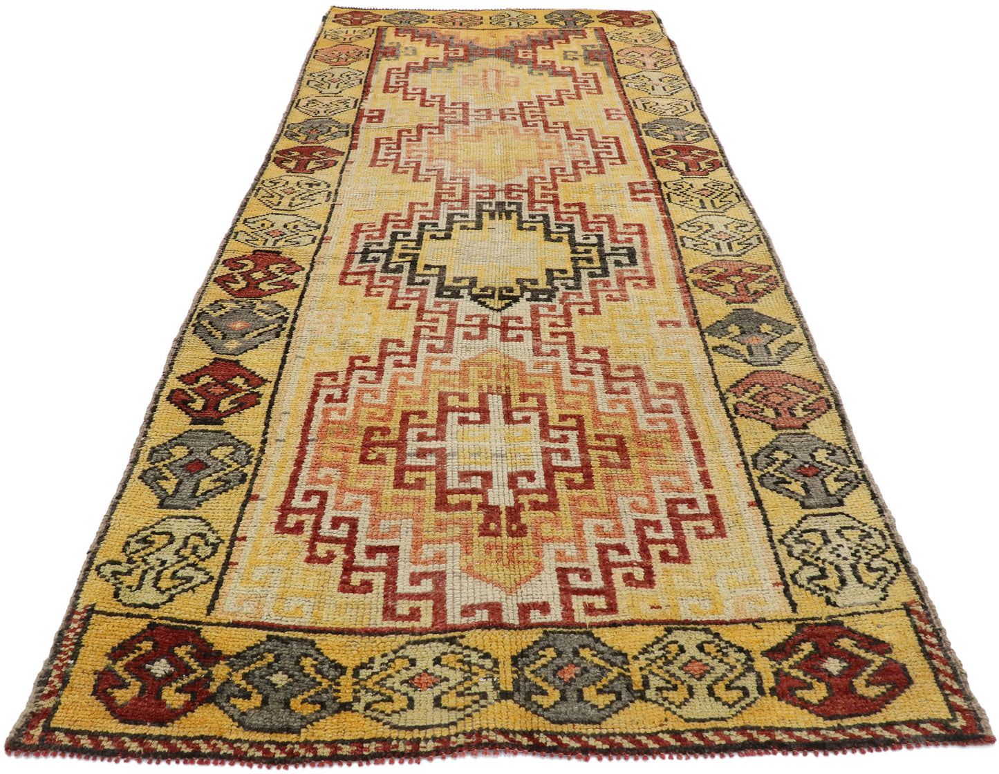 4 x 10 Vintage Turkish Oushak Runner 53258