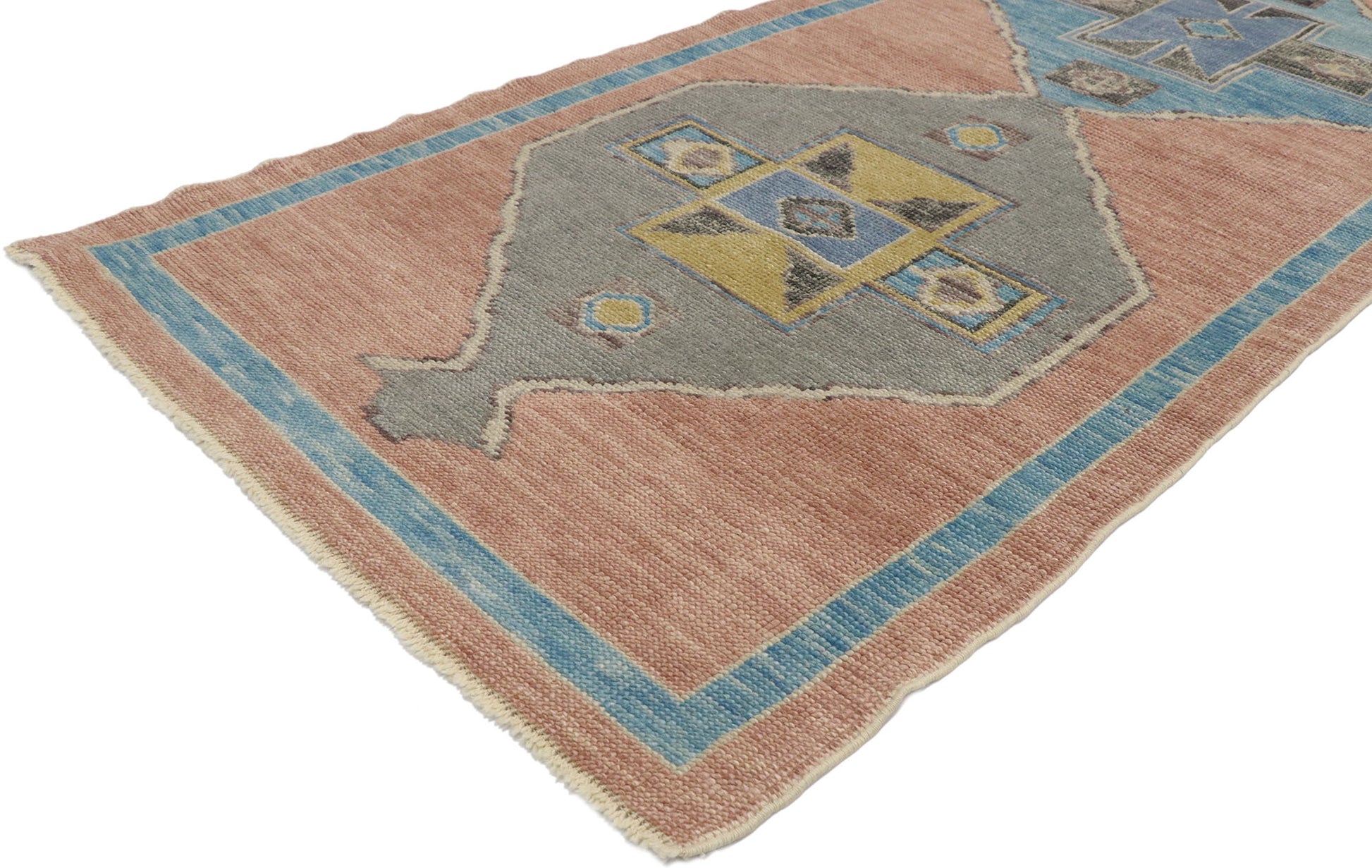 3 x 14 Modern Tribal Turkish Oushak Rug 53265