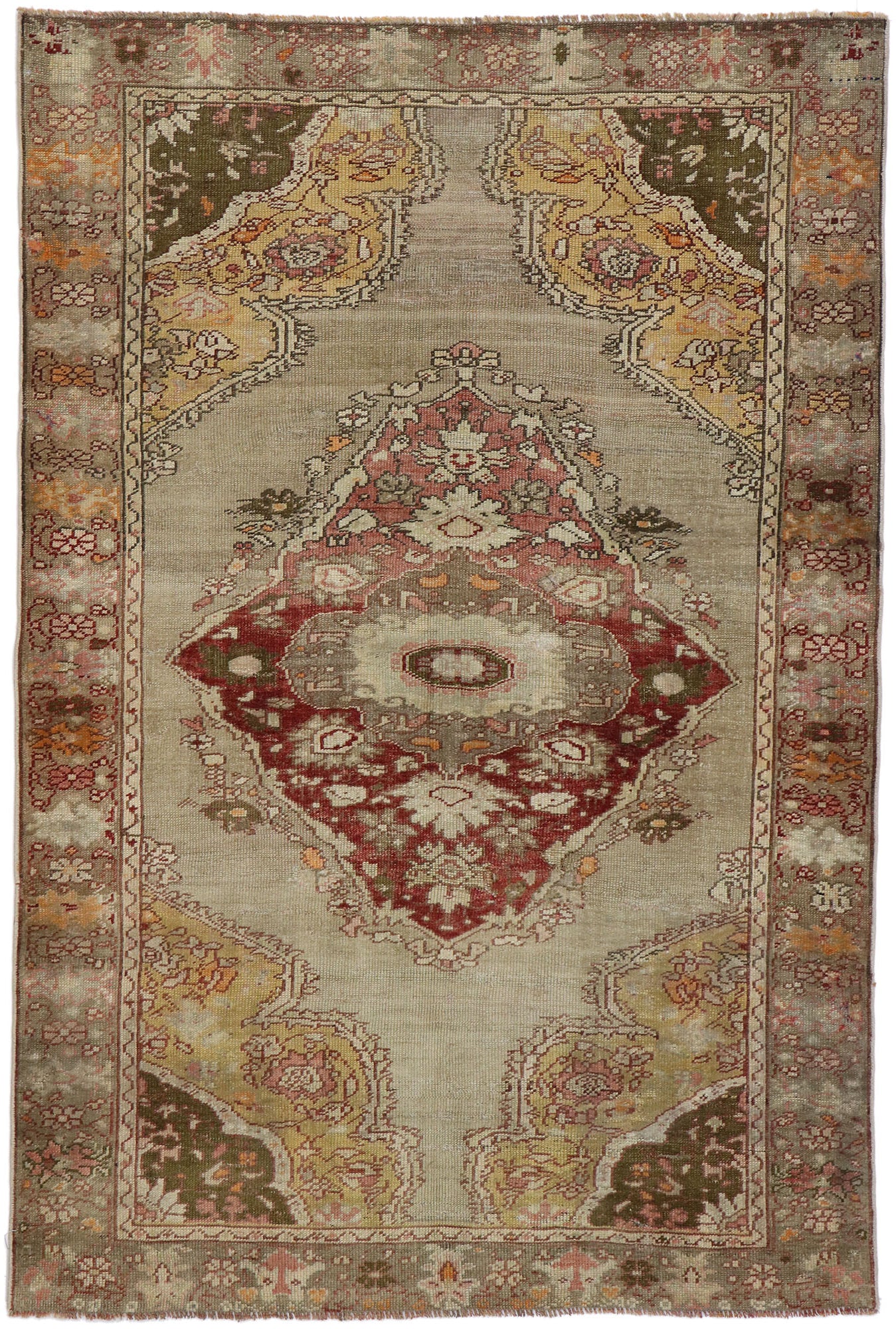 4 x 6 Vintage Turkish Oushak Rug 53273