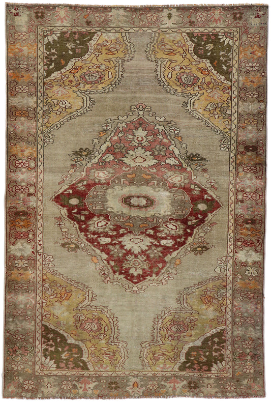 4 x 6 Vintage Turkish Oushak Rug 53273