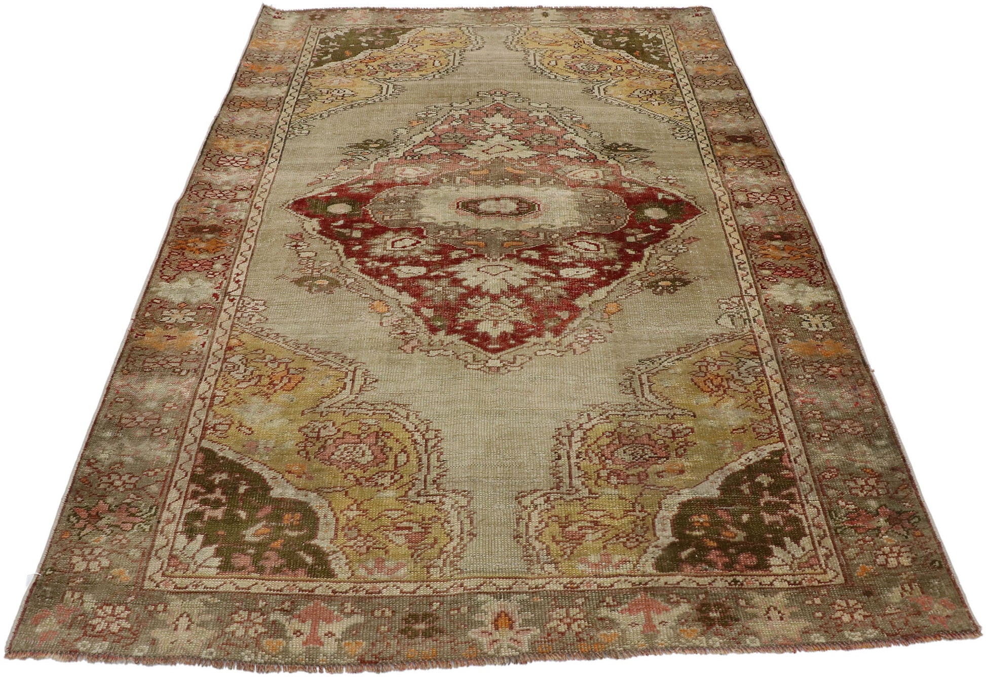 4 x 6 Vintage Turkish Oushak Rug 53273