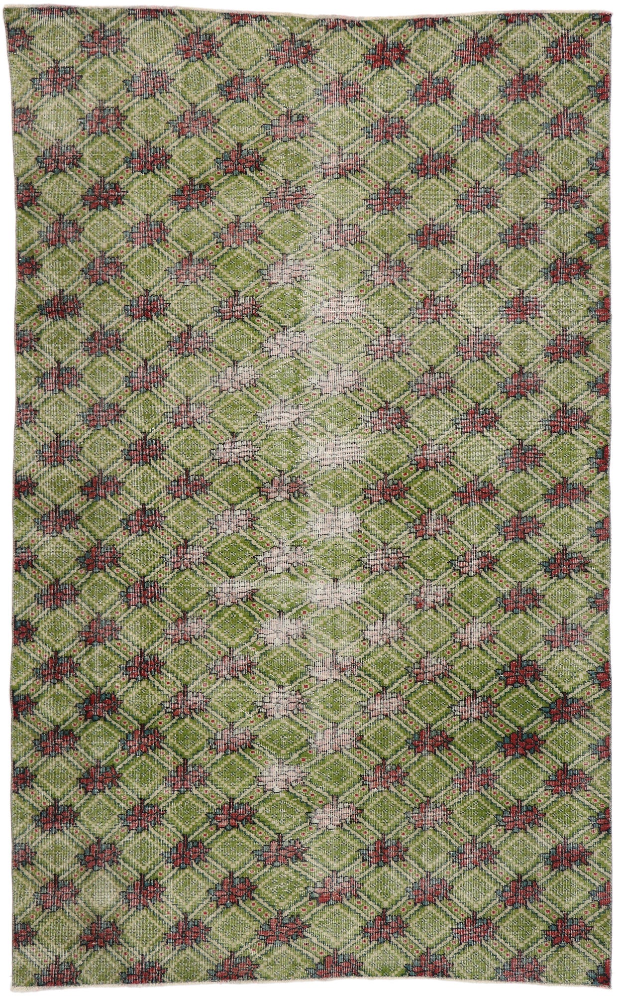 6 x 9 Vintage Green Turkish Sivas Rug 53314