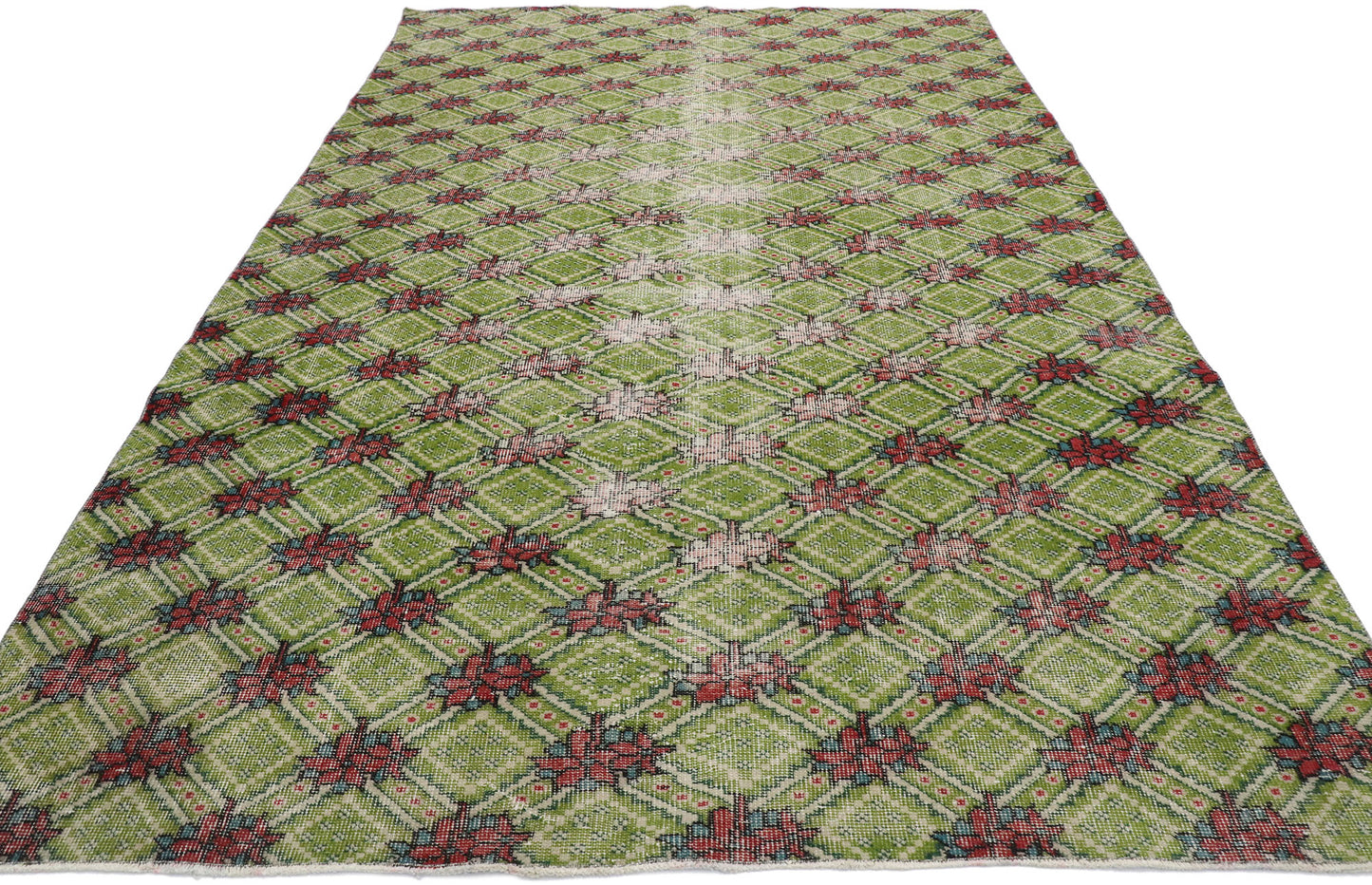 6 x 9 Vintage Green Turkish Sivas Rug 53314