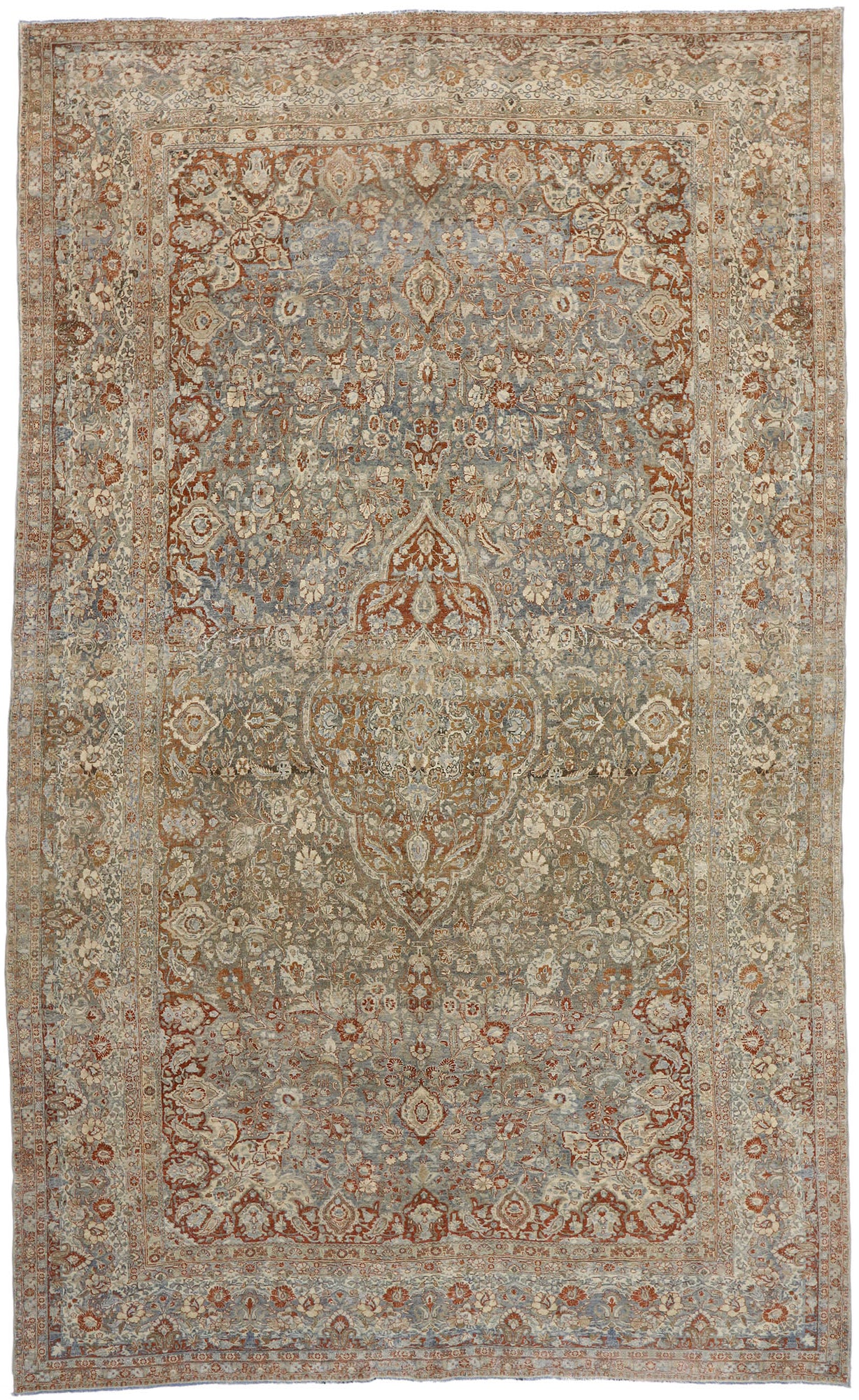 11 x 18 Antique-Worn Persian Mashhad Rug 53389