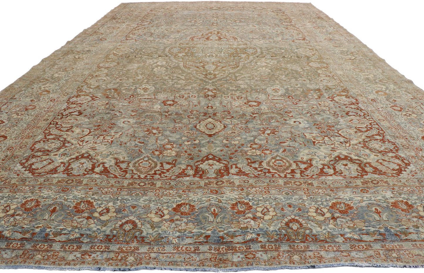 11 x 18 Antique-Worn Persian Mashhad Rug 53389