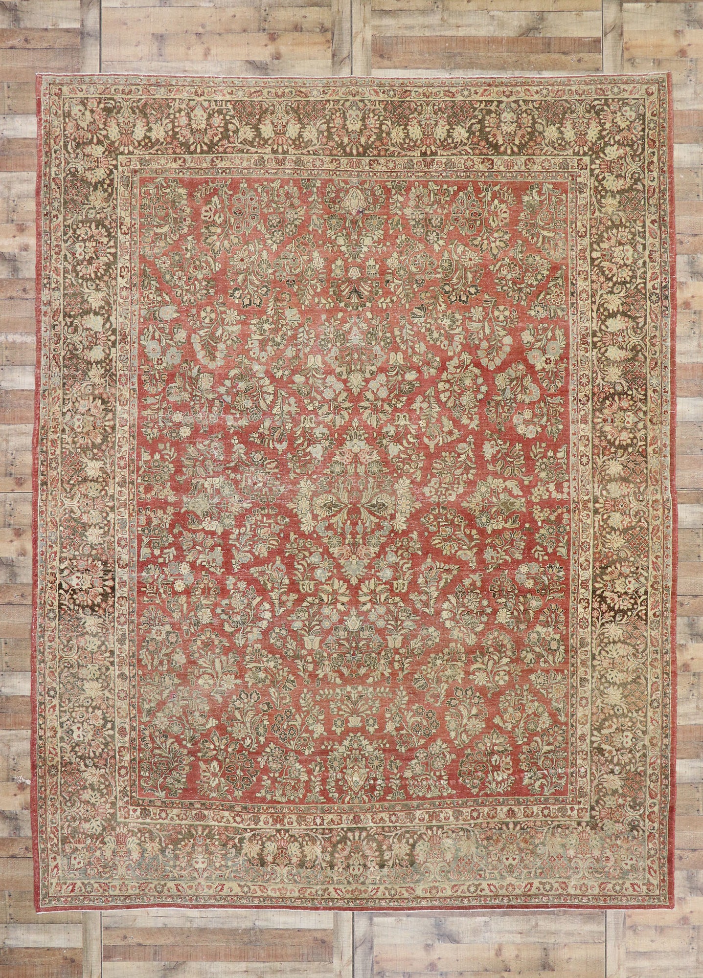 10 x 13 Antique Persian Sarouk Rug 53445